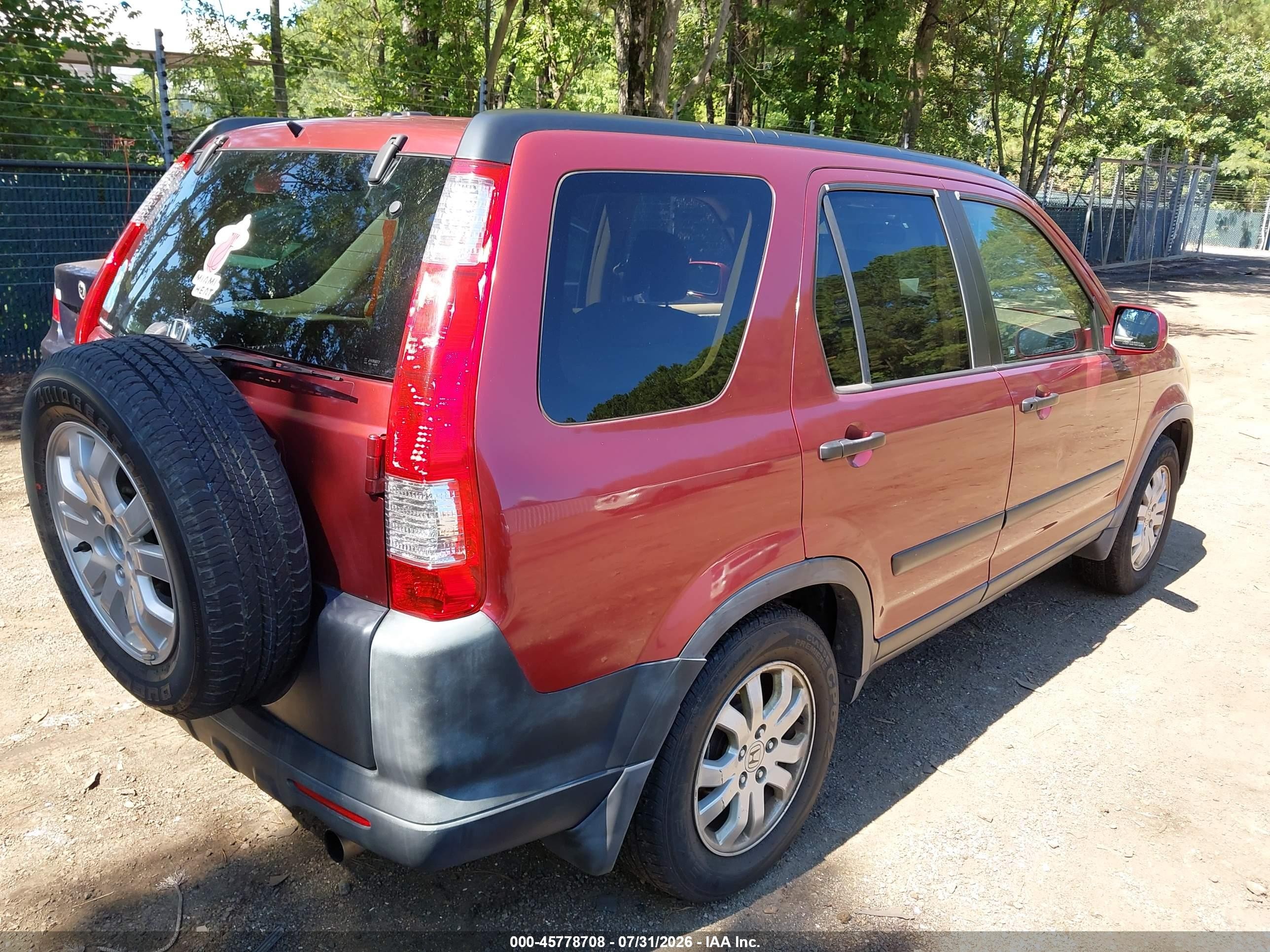 2006 Honda Cr-v Ex Burgundy vin: JHLRD78856C015828