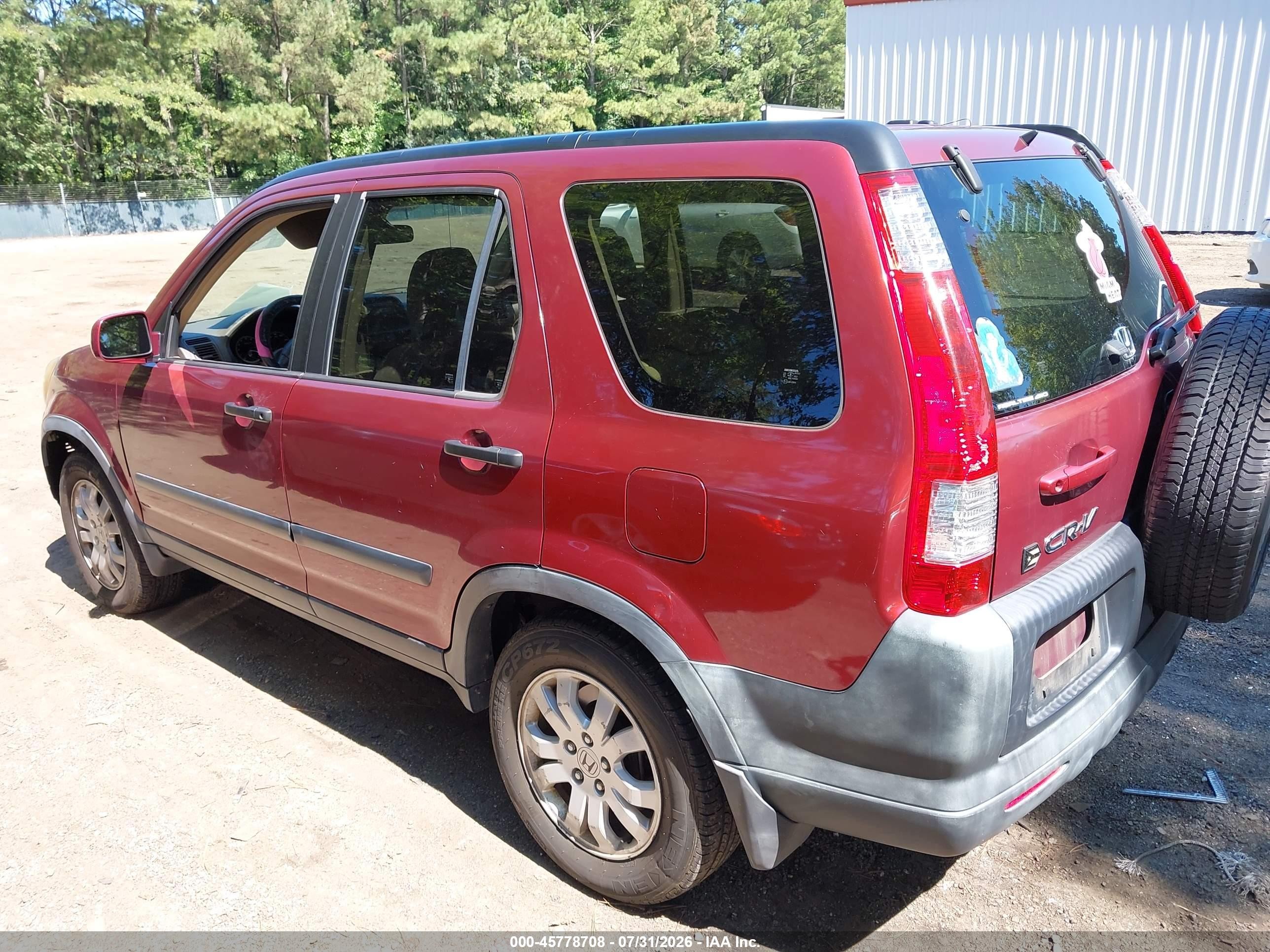 2006 Honda Cr-v Ex Burgundy vin: JHLRD78856C015828