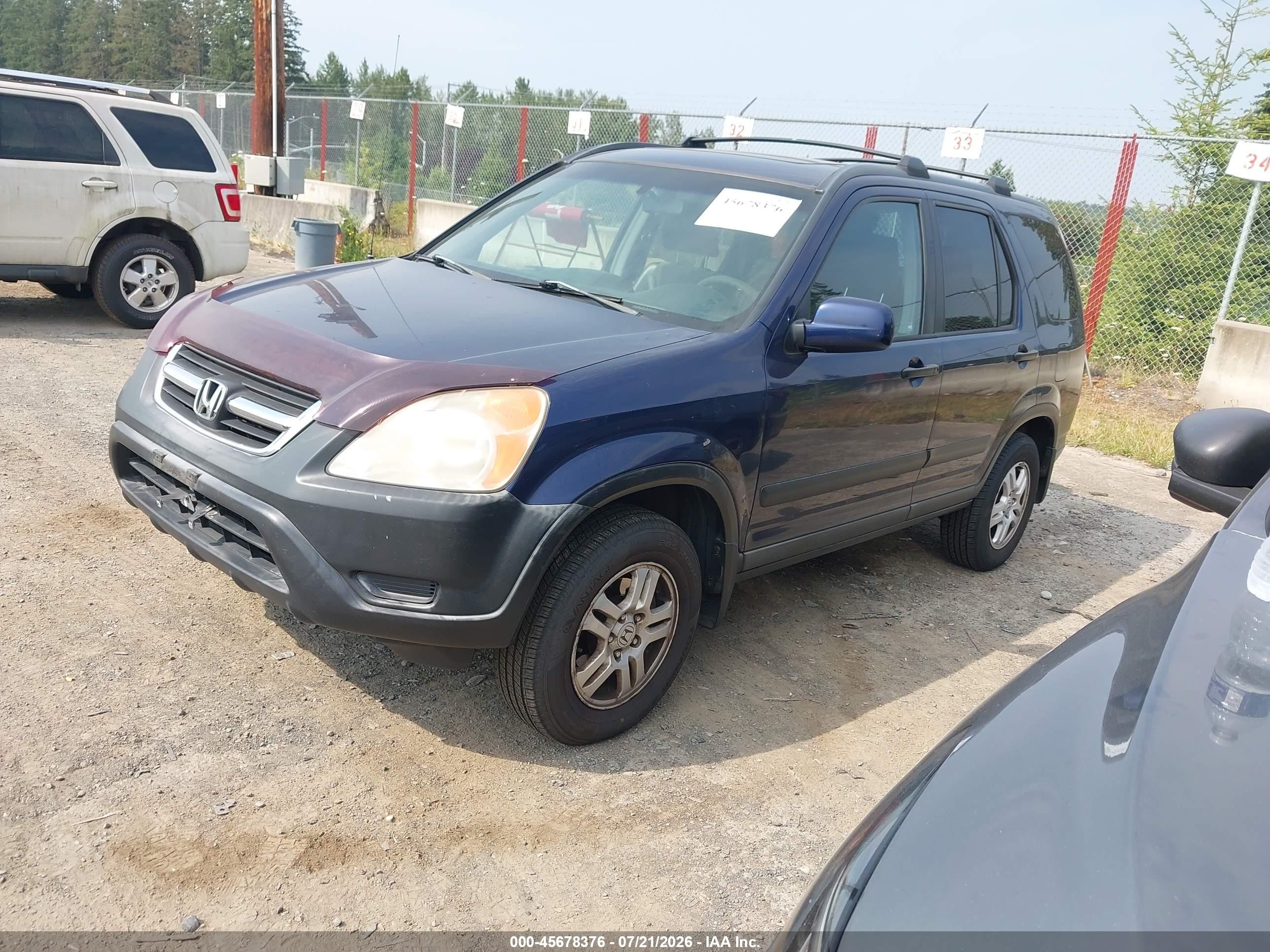 2003 Honda Cr-v Ex Blue vin: JHLRD78873C027863