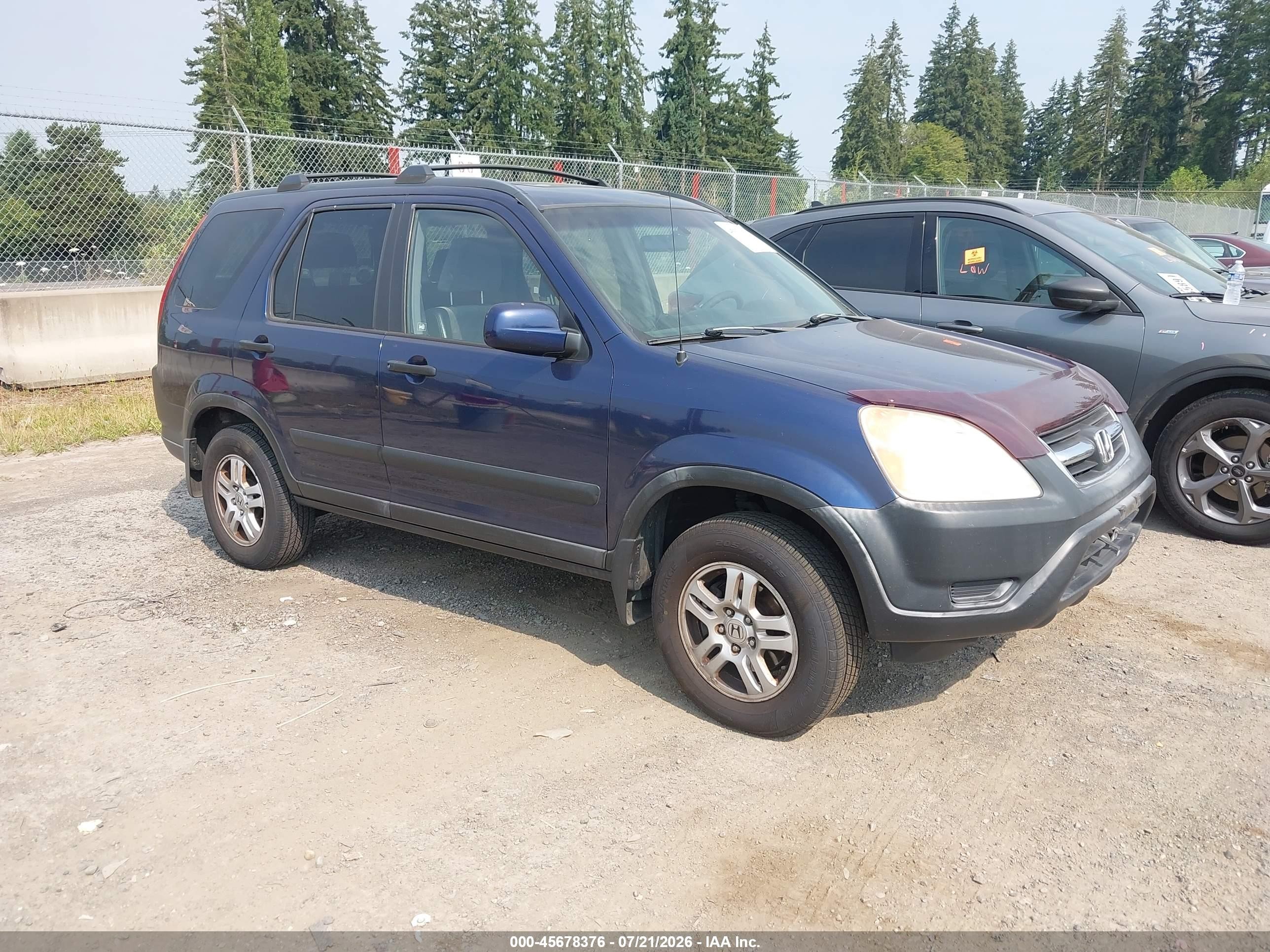 2003 Honda Cr-v Ex Blue vin: JHLRD78873C027863