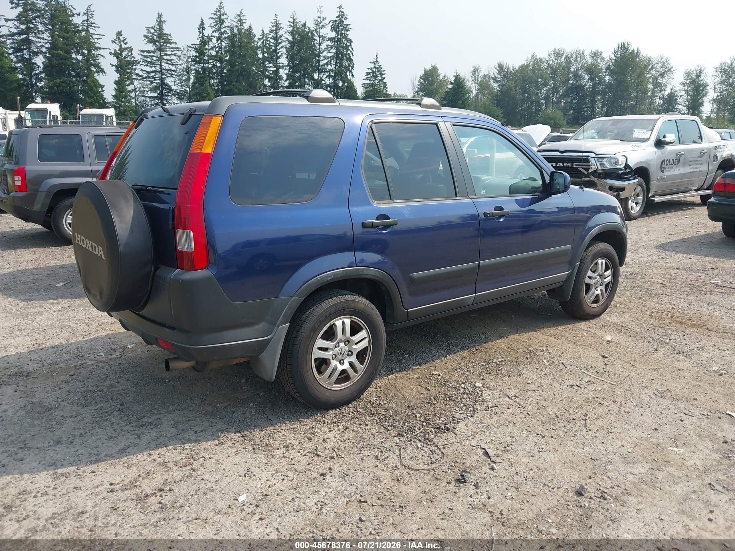 2003 Honda Cr-v Ex Blue vin: JHLRD78873C027863