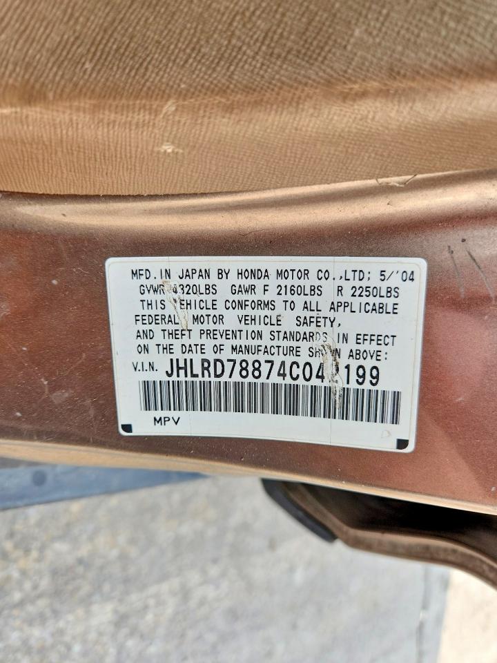 2004 Honda Cr-v Ex Gold vin: JHLRD78874C042199