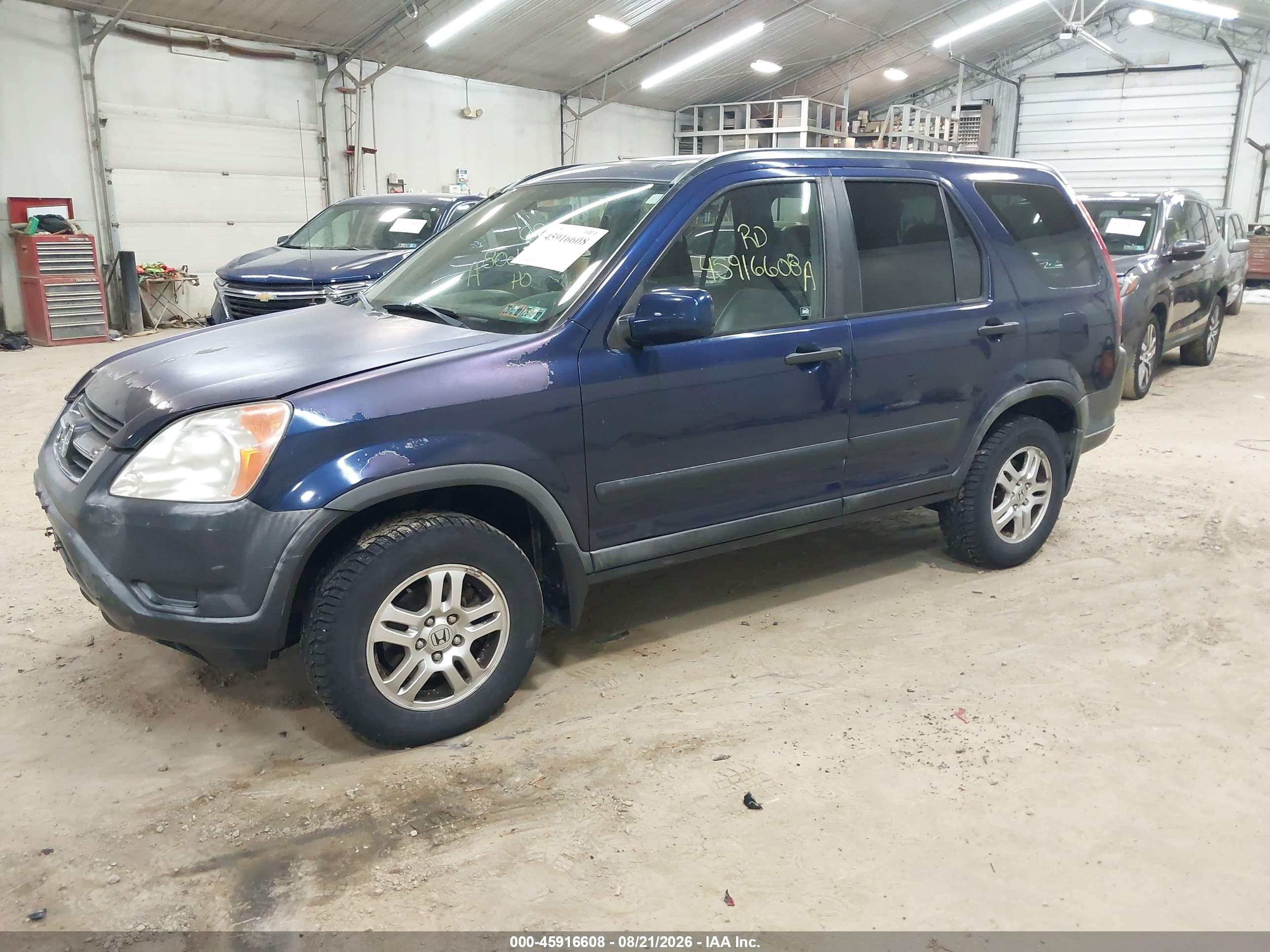 2004 Honda Cr-v Ex Blue vin: JHLRD78884C043099