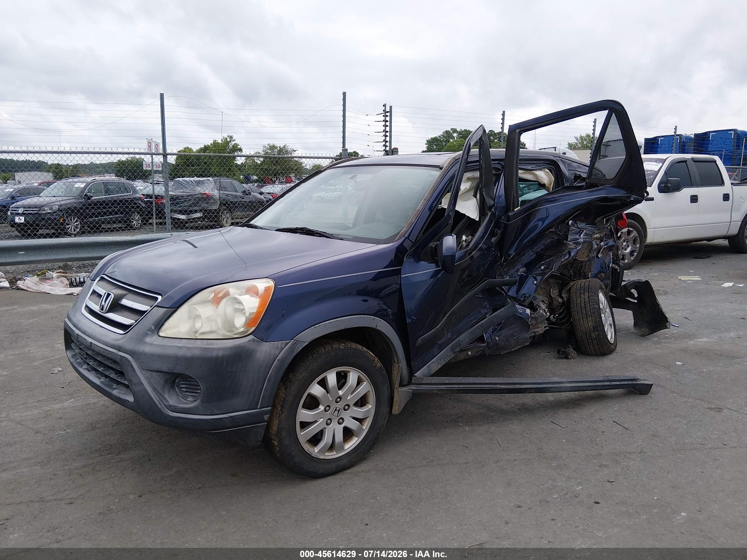 2006 Honda Cr-v Ex Blue vin: JHLRD78886C010137