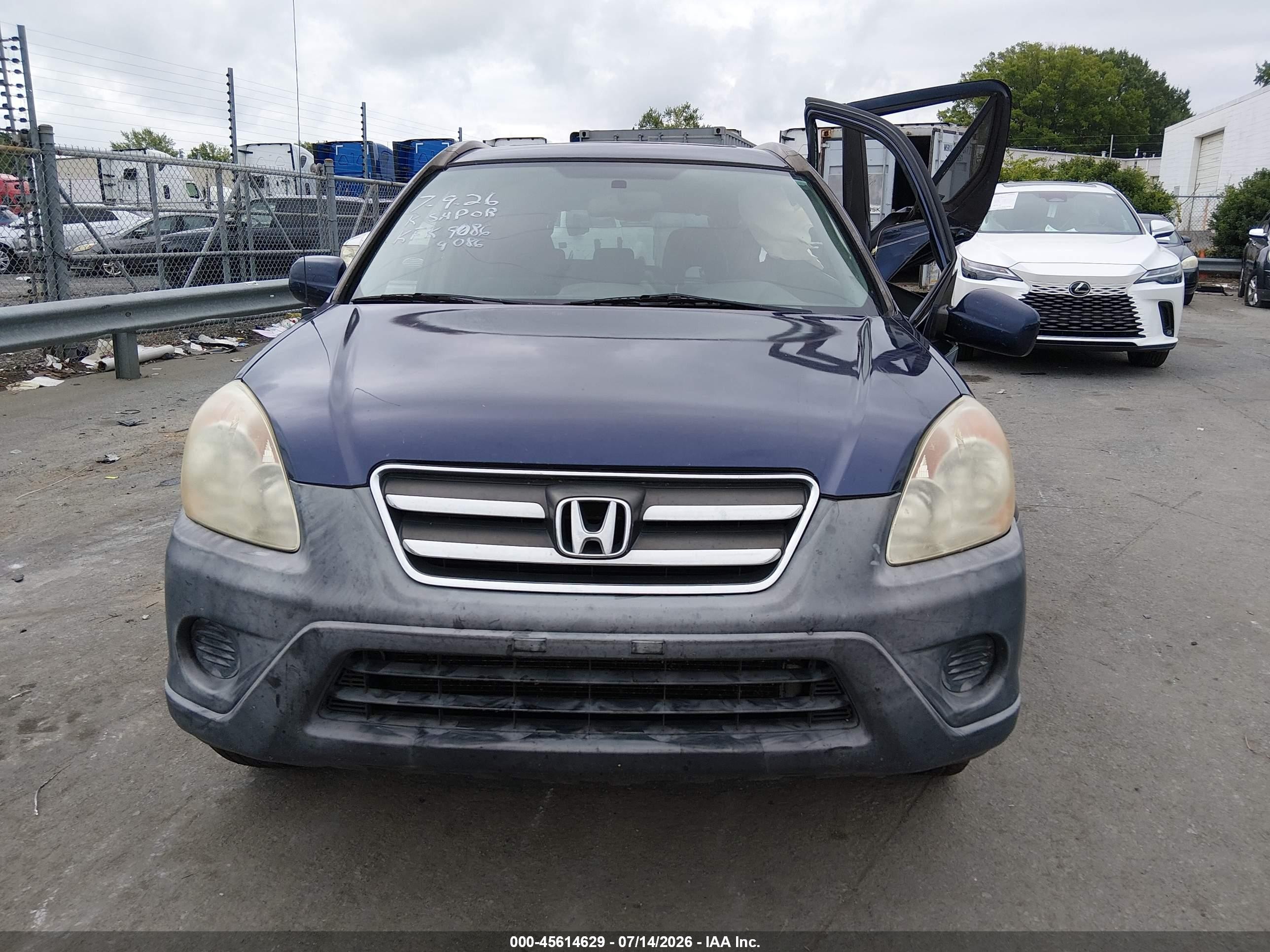 2006 Honda Cr-v Ex Blue vin: JHLRD78886C010137