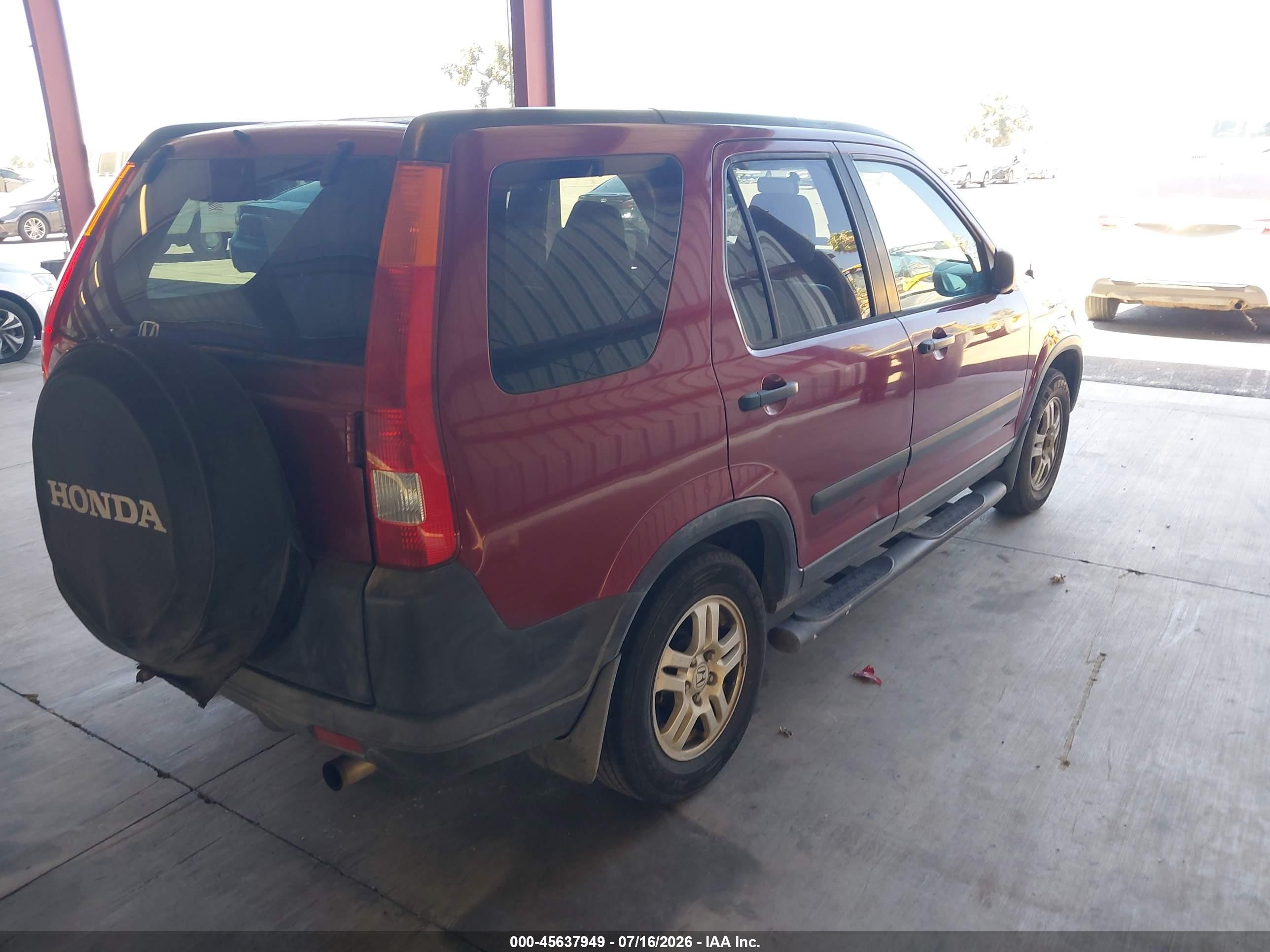 2002 Honda Cr-v Ex Burgundy vin: JHLRD788X2C016337