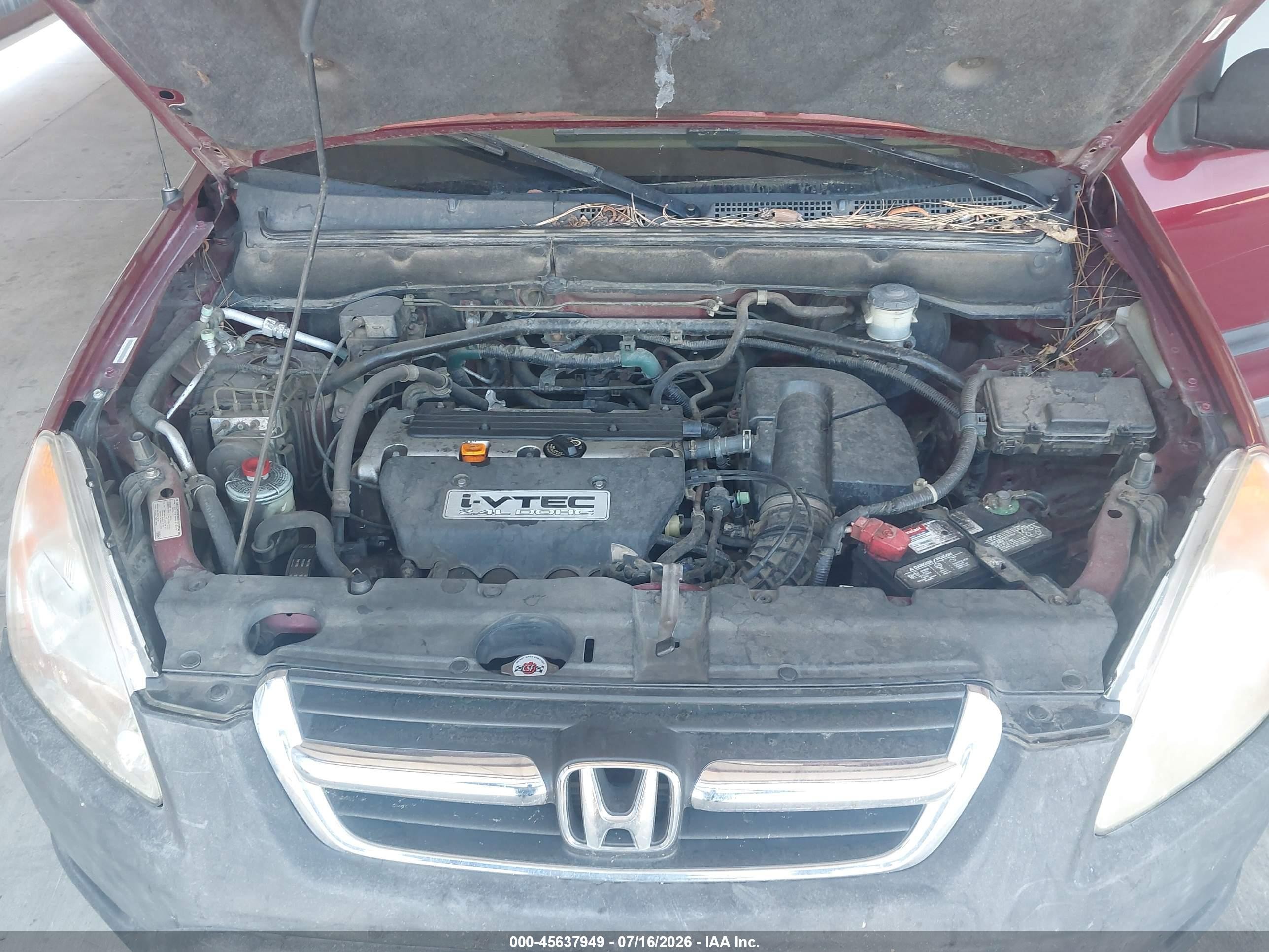 2002 Honda Cr-v Ex Burgundy vin: JHLRD788X2C016337