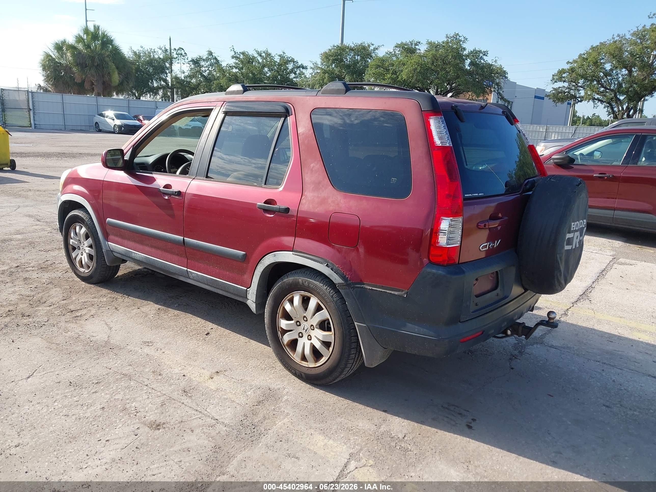 2005 Honda Cr-v Ex Maroon vin: JHLRD788X5C033367