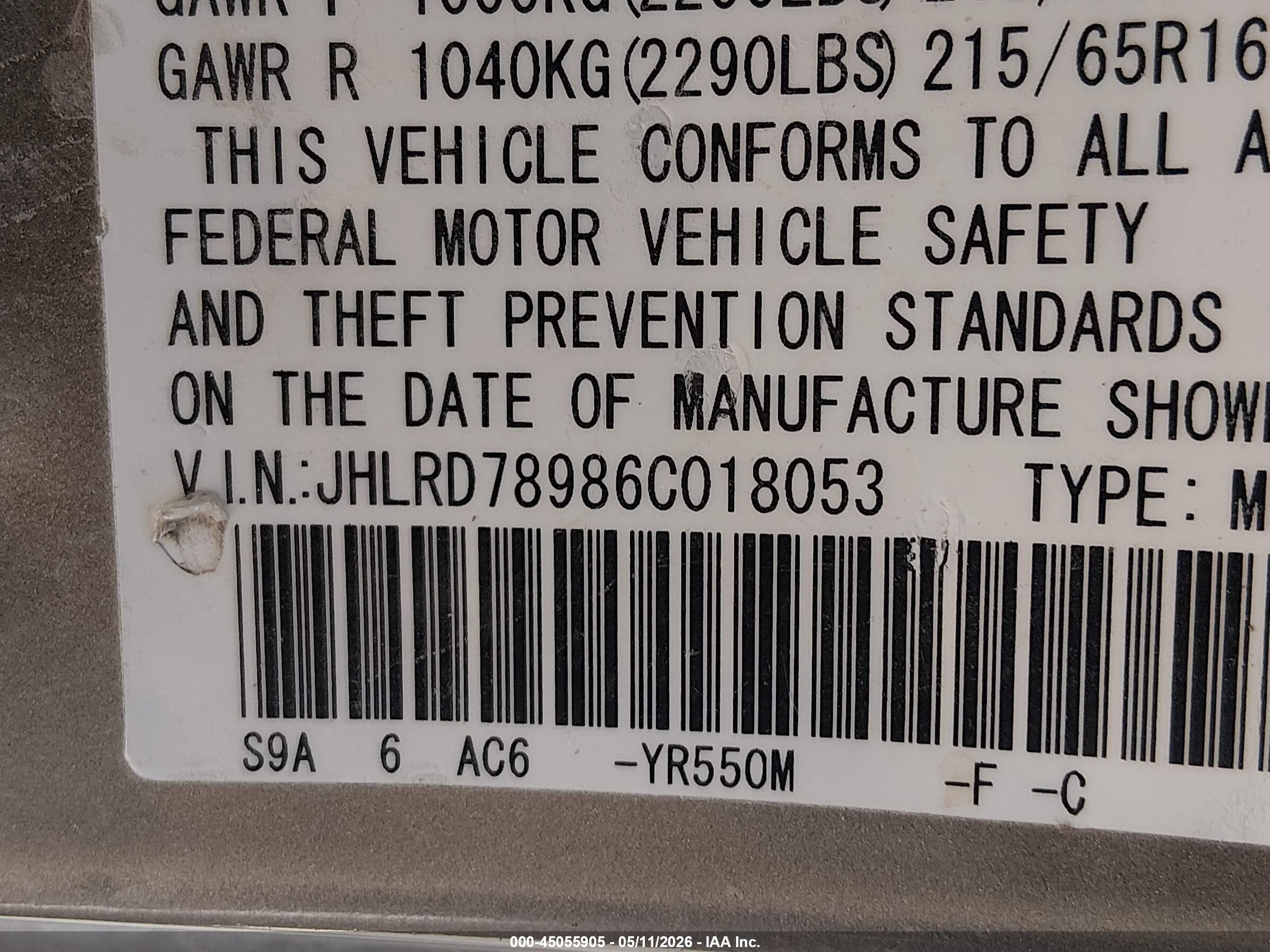 2006 Honda Cr-v Se Бежевый vin: JHLRD78986C018053