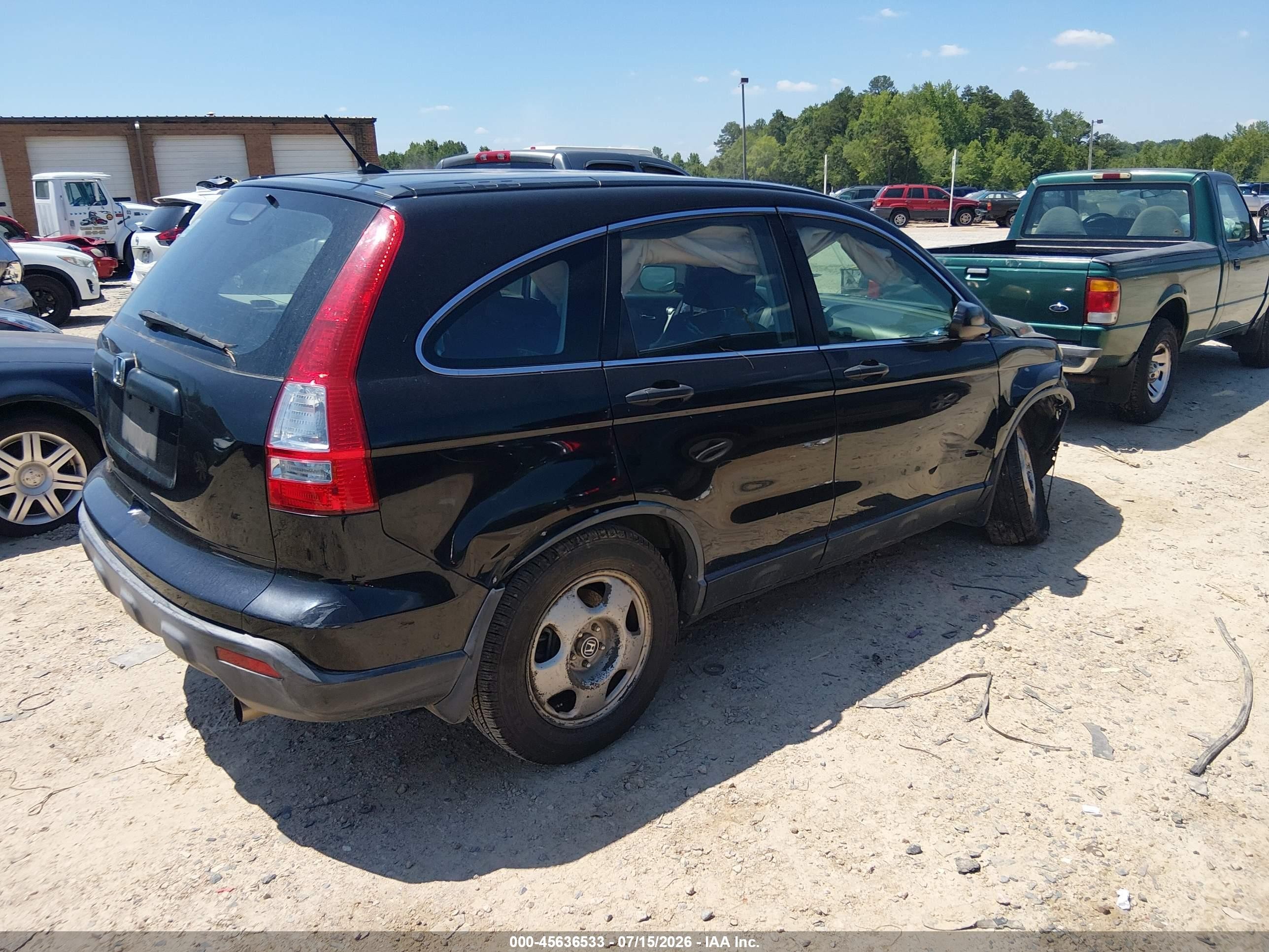 2007 Honda Cr-v Lx Black vin: JHLRE38307C030667