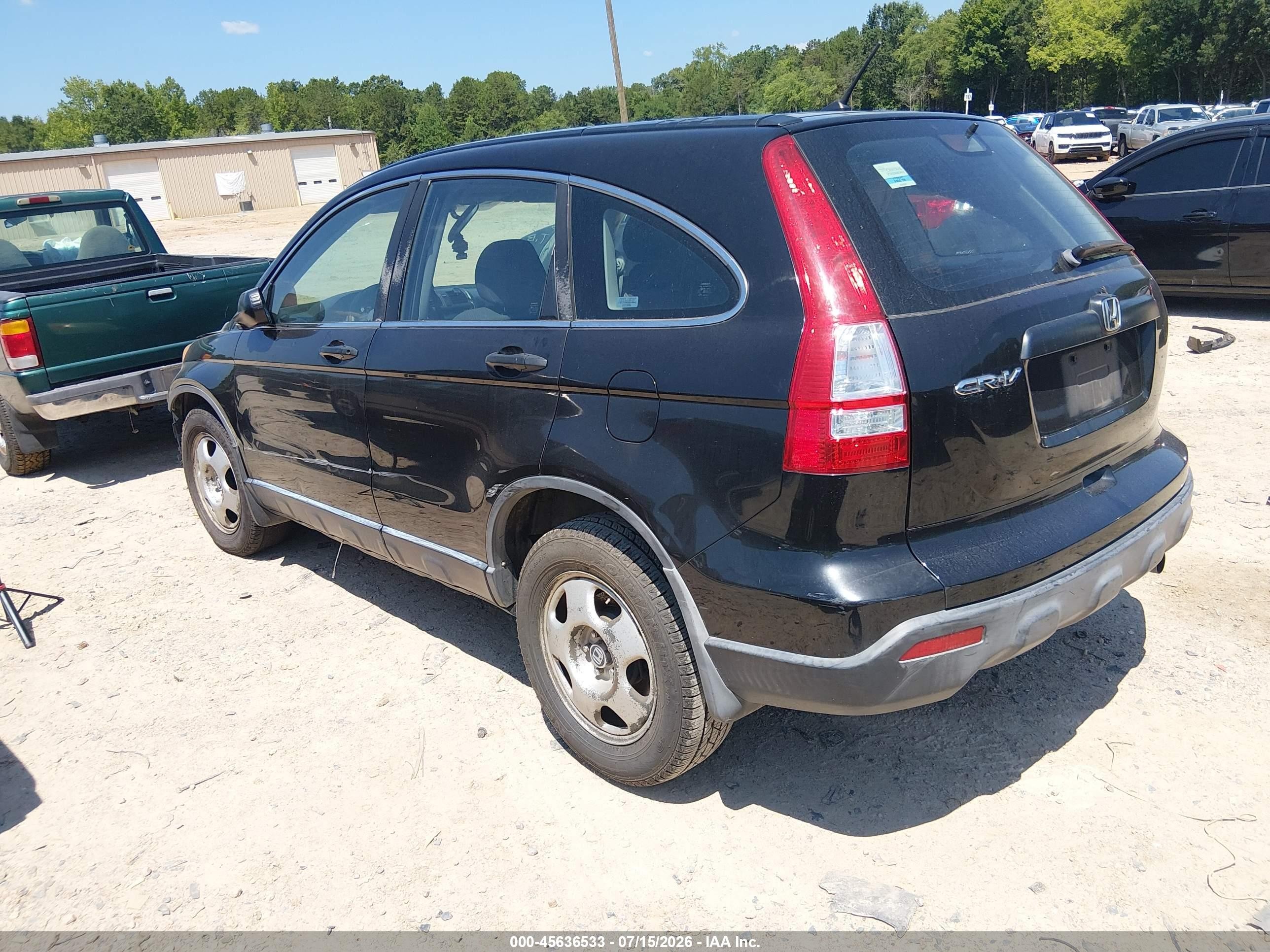 2007 Honda Cr-v Lx Black vin: JHLRE38307C030667