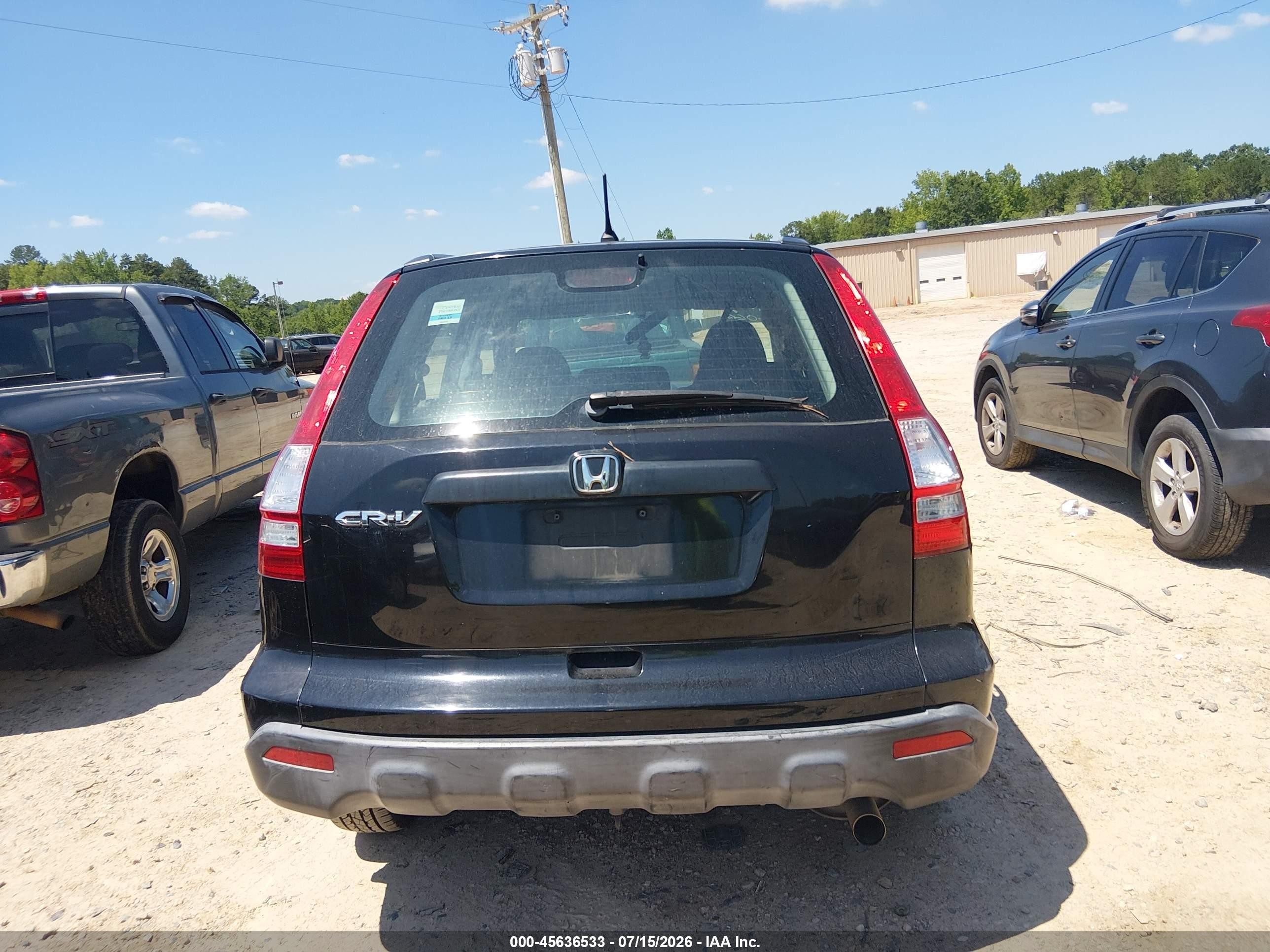 2007 Honda Cr-v Lx Black vin: JHLRE38307C030667