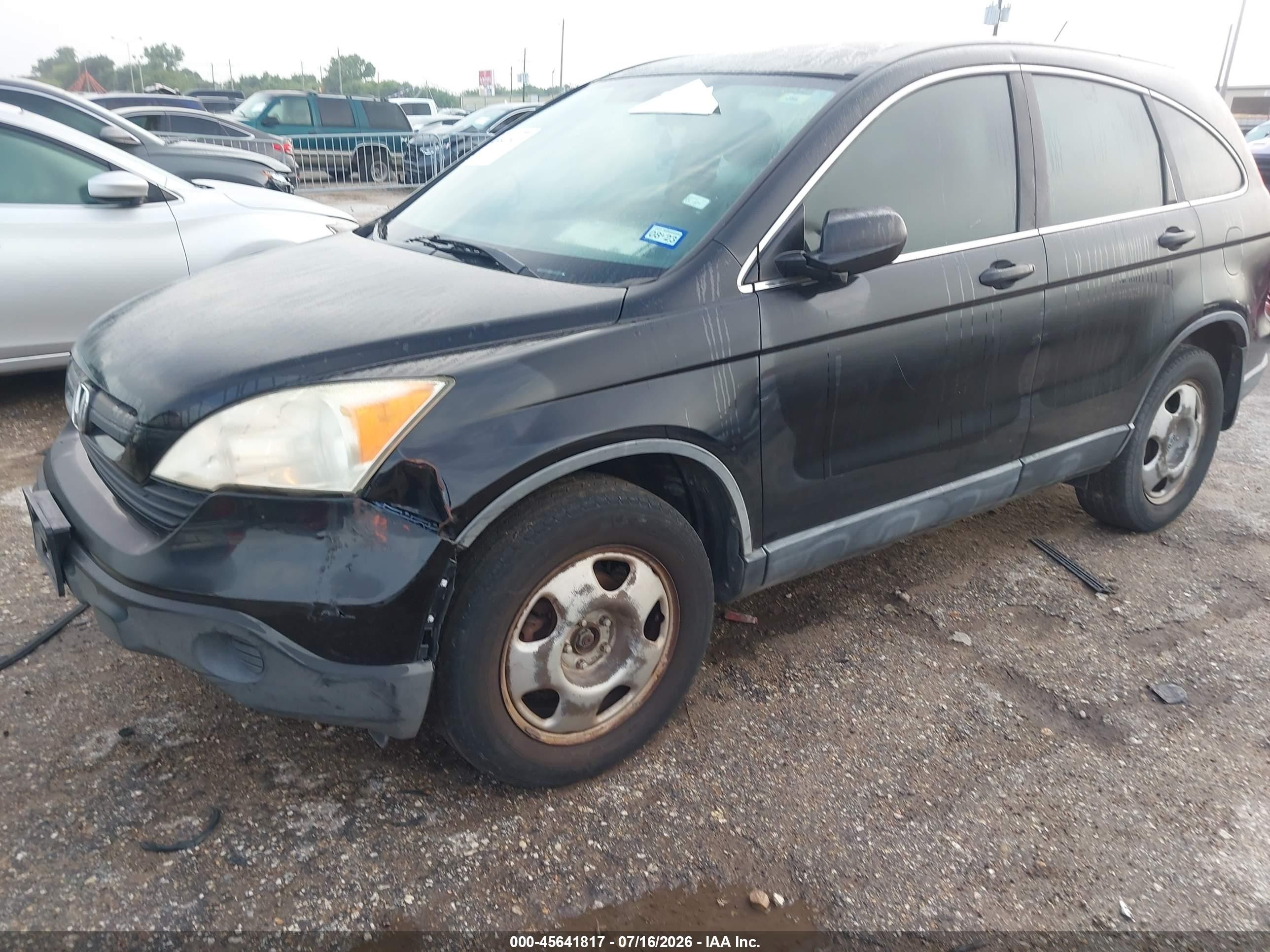2007 Honda Cr-v Lx Black vin: JHLRE38337C069222