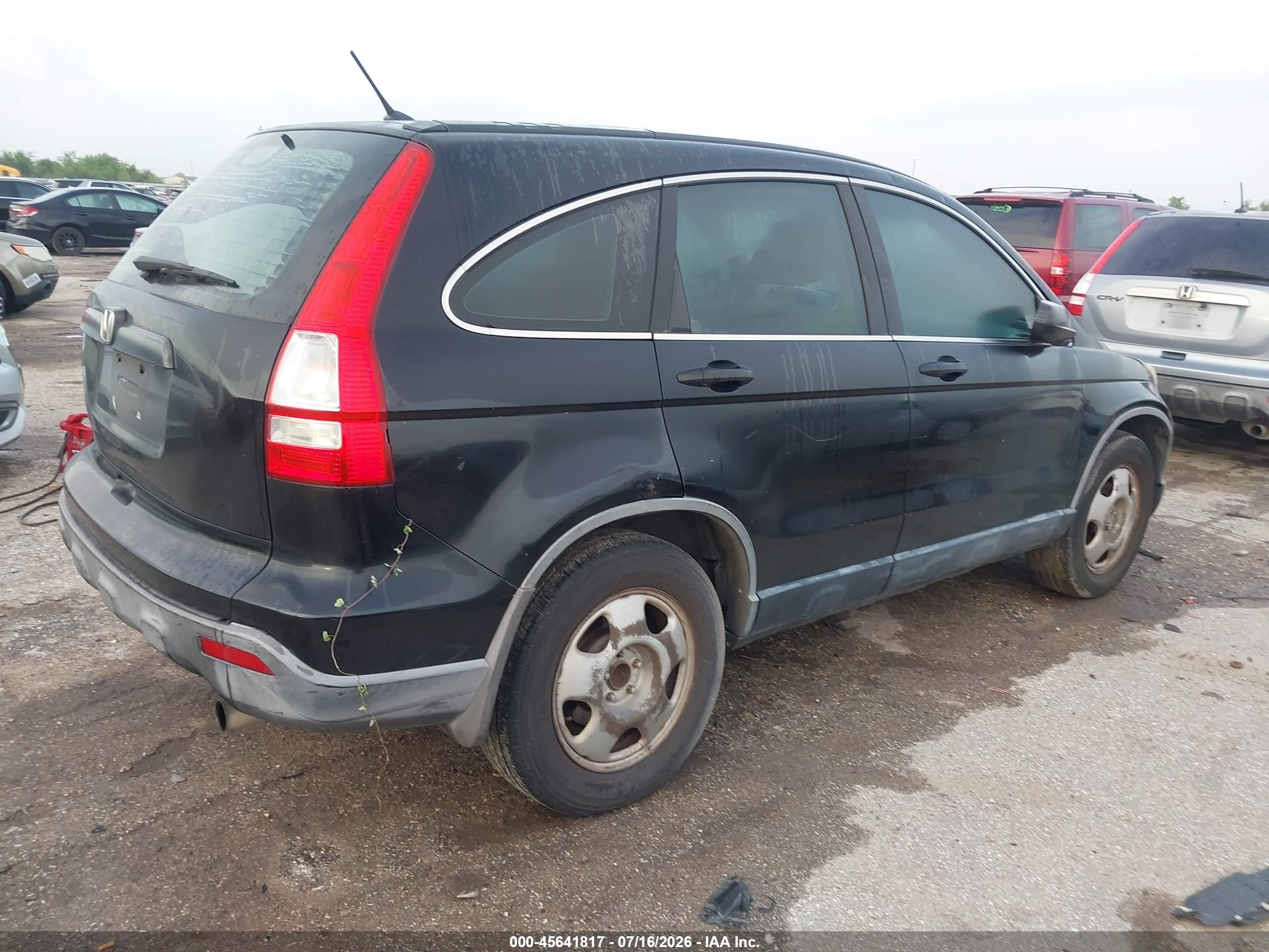 2007 Honda Cr-v Lx Black vin: JHLRE38337C069222