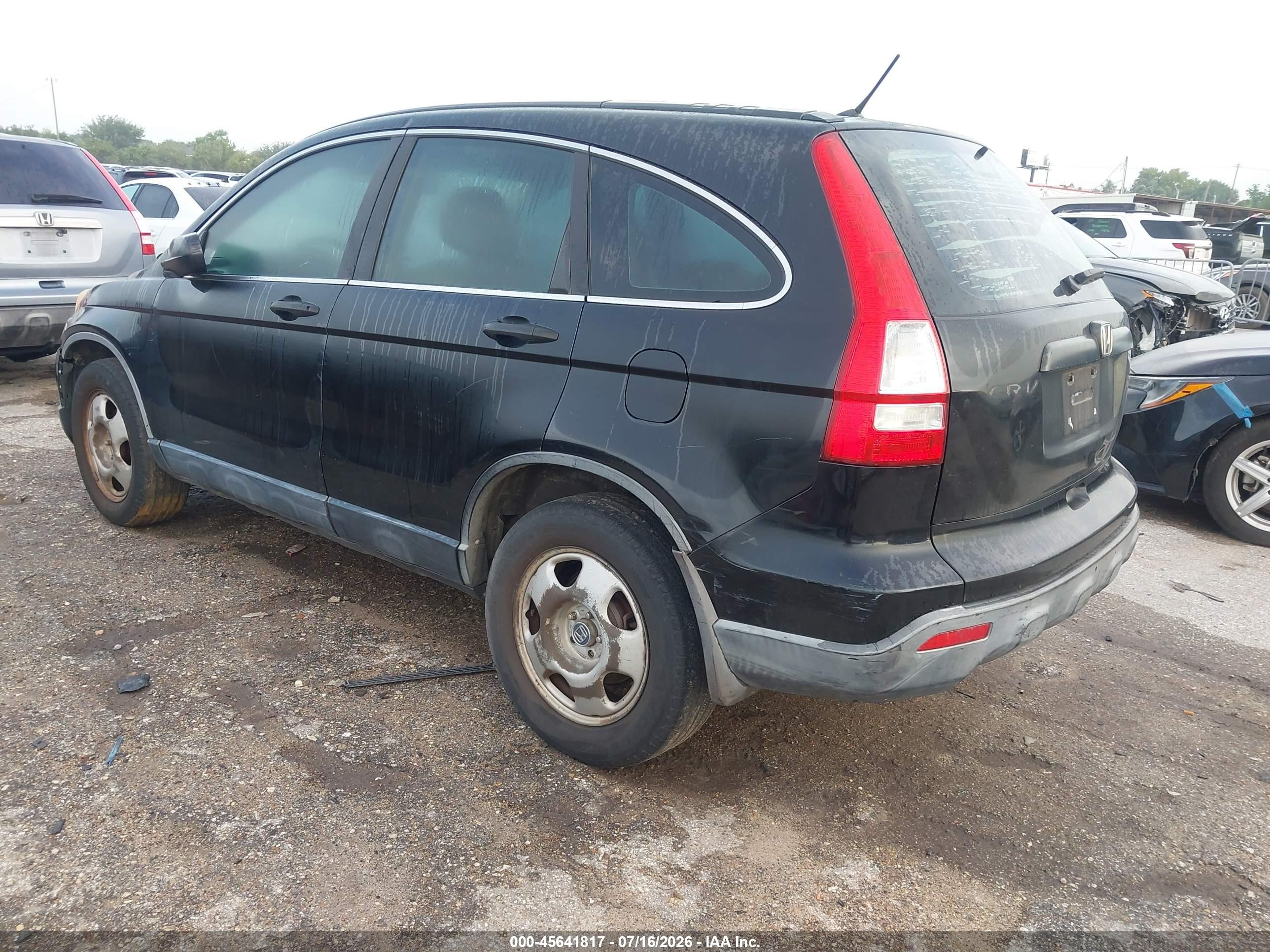 2007 Honda Cr-v Lx Black vin: JHLRE38337C069222