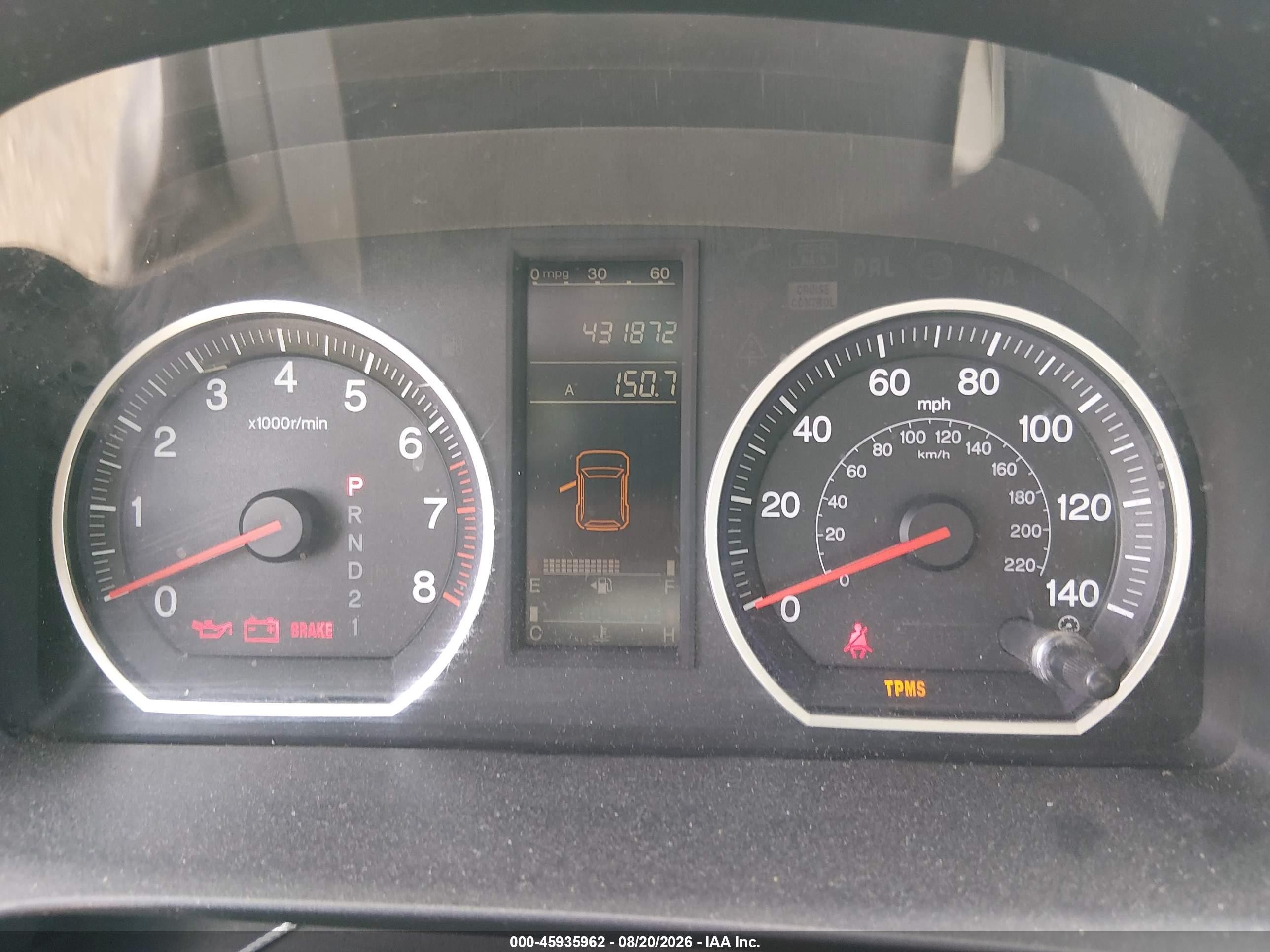 2007 Honda Cr-v Lx Gray vin: JHLRE38347C008221