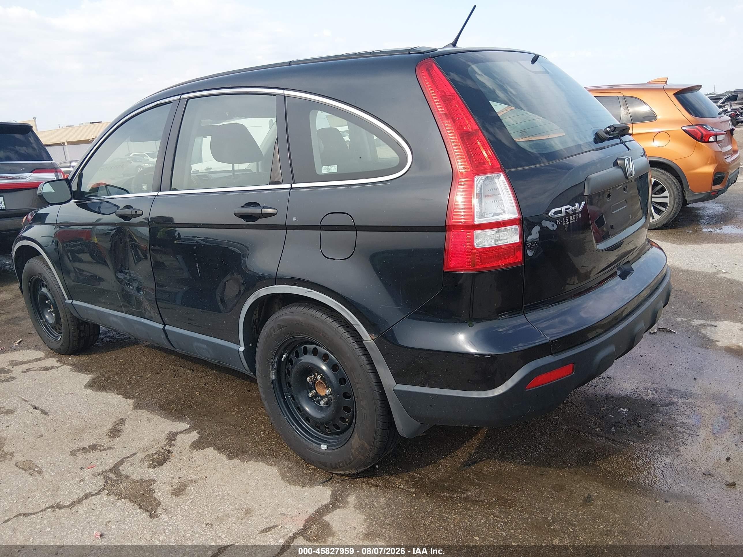 2007 Honda Cr-v Lx Black vin: JHLRE38347C033555