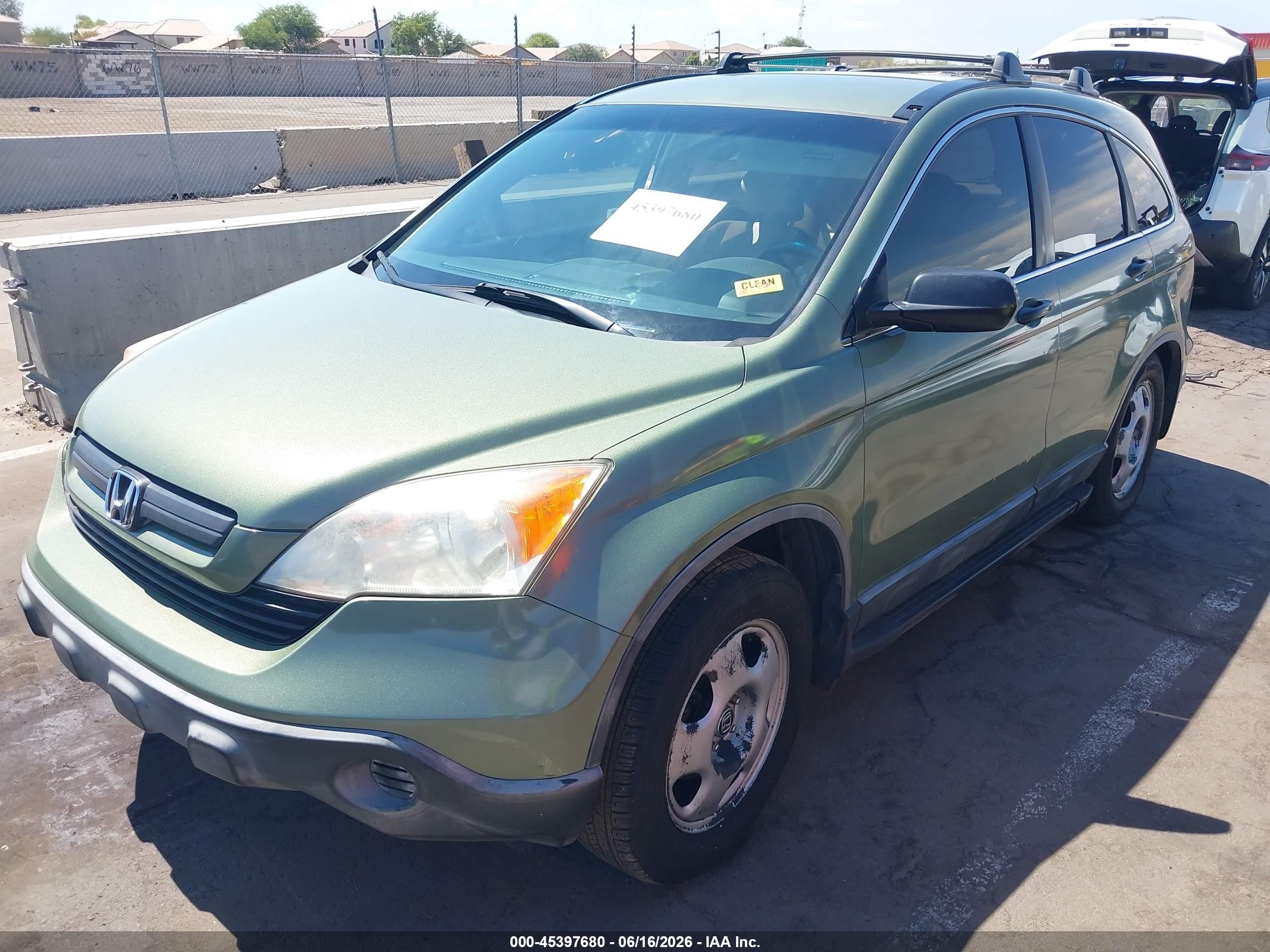 2007 Honda Cr-v Lx Green vin: JHLRE38357C017834