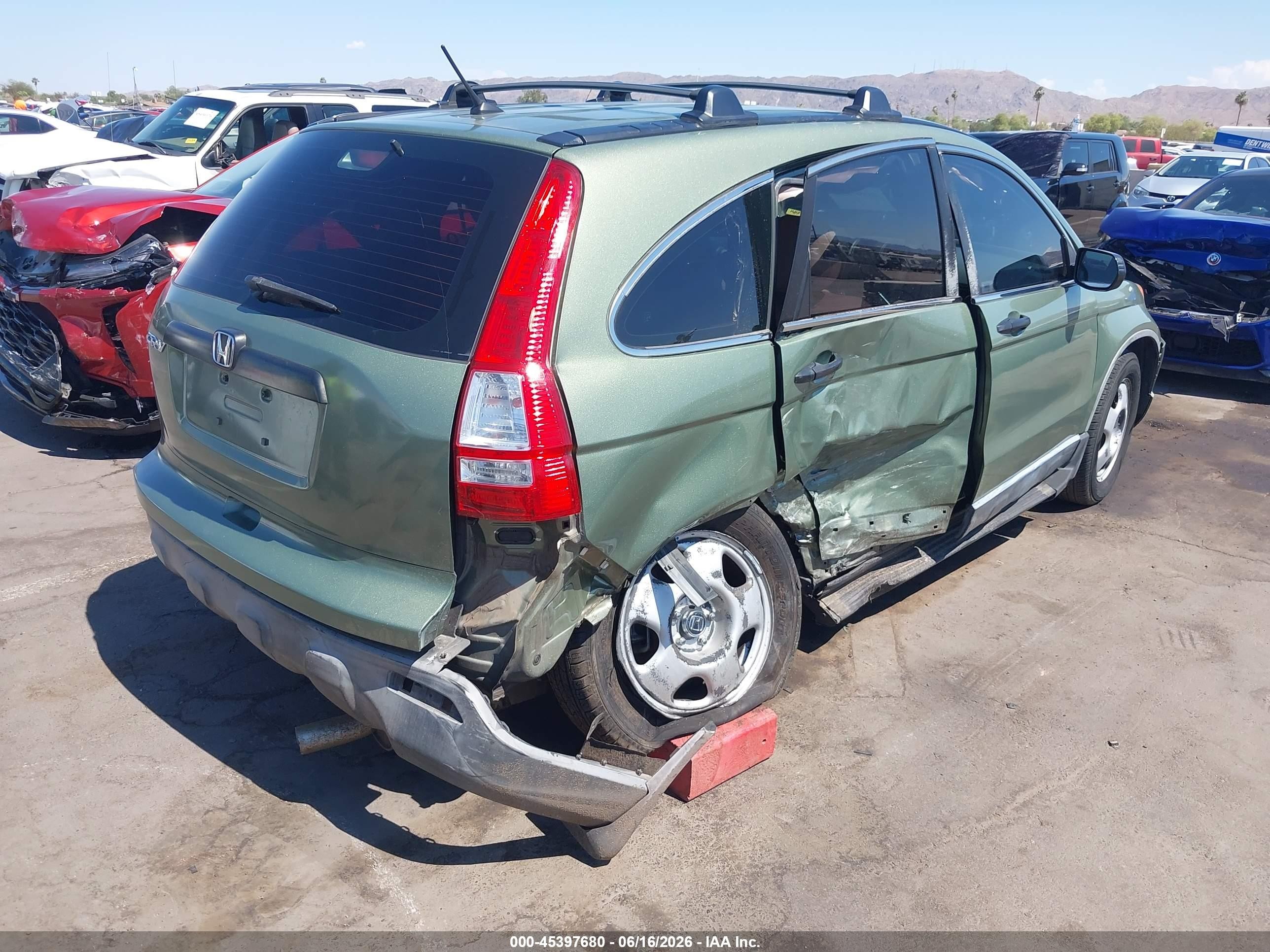 2007 Honda Cr-v Lx Green vin: JHLRE38357C017834