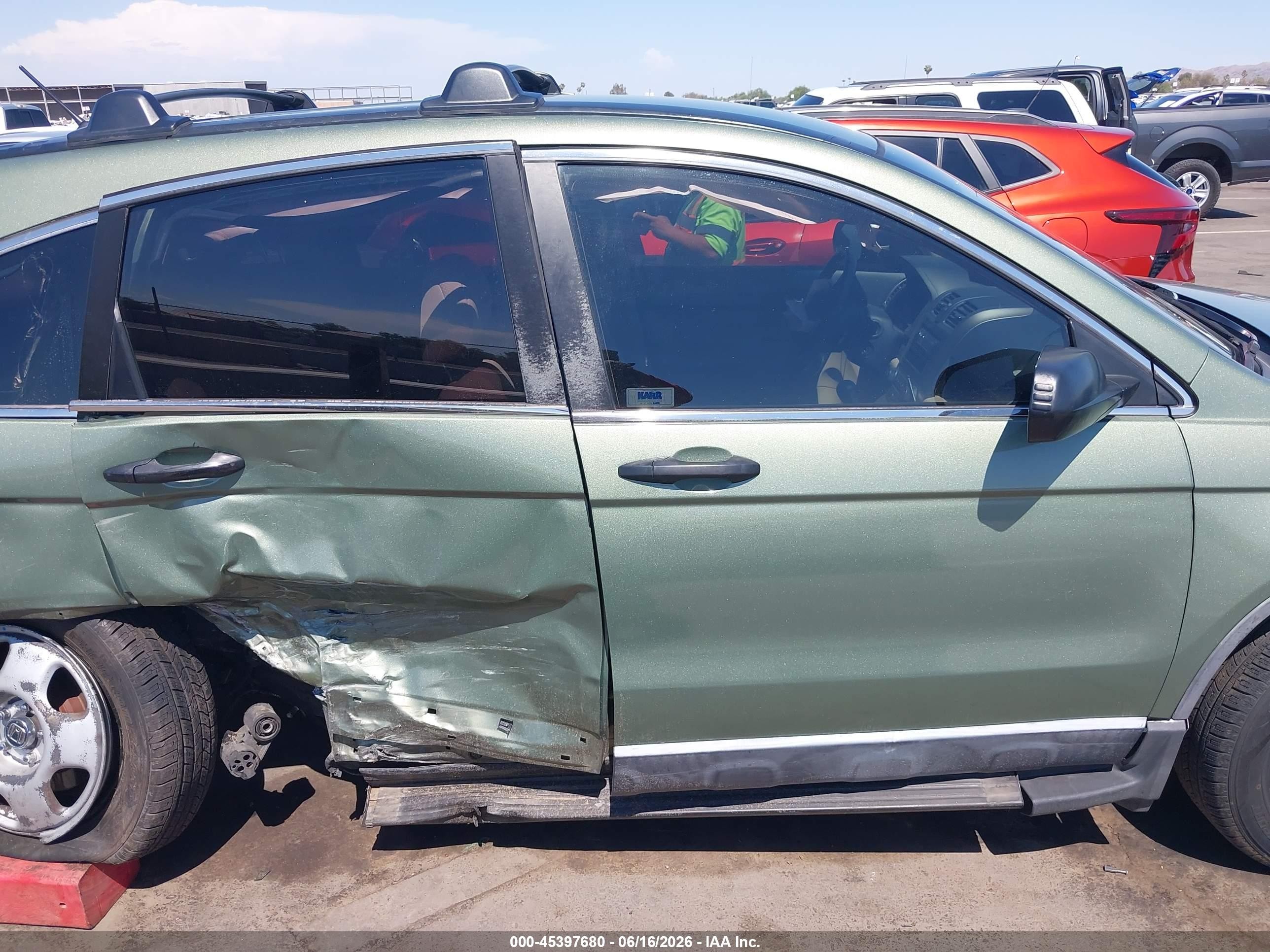 2007 Honda Cr-v Lx Green vin: JHLRE38357C017834