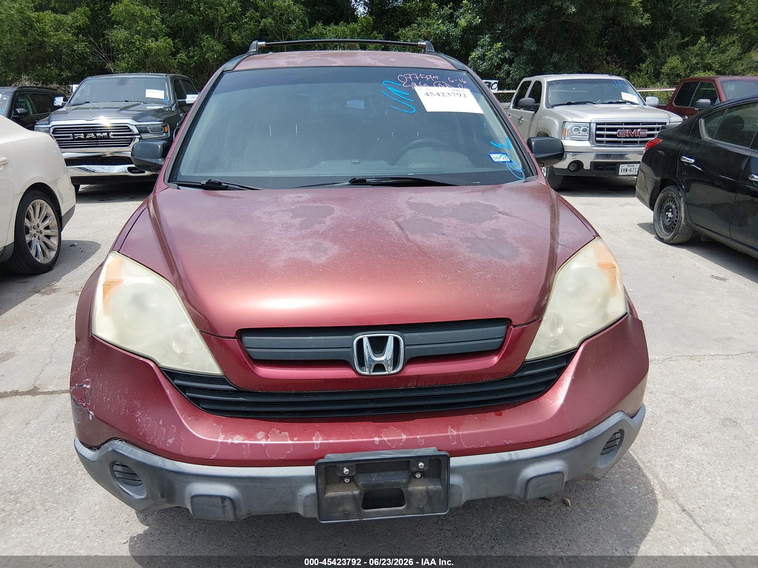 2007 Honda Cr-v Lx Red vin: JHLRE38357C077595