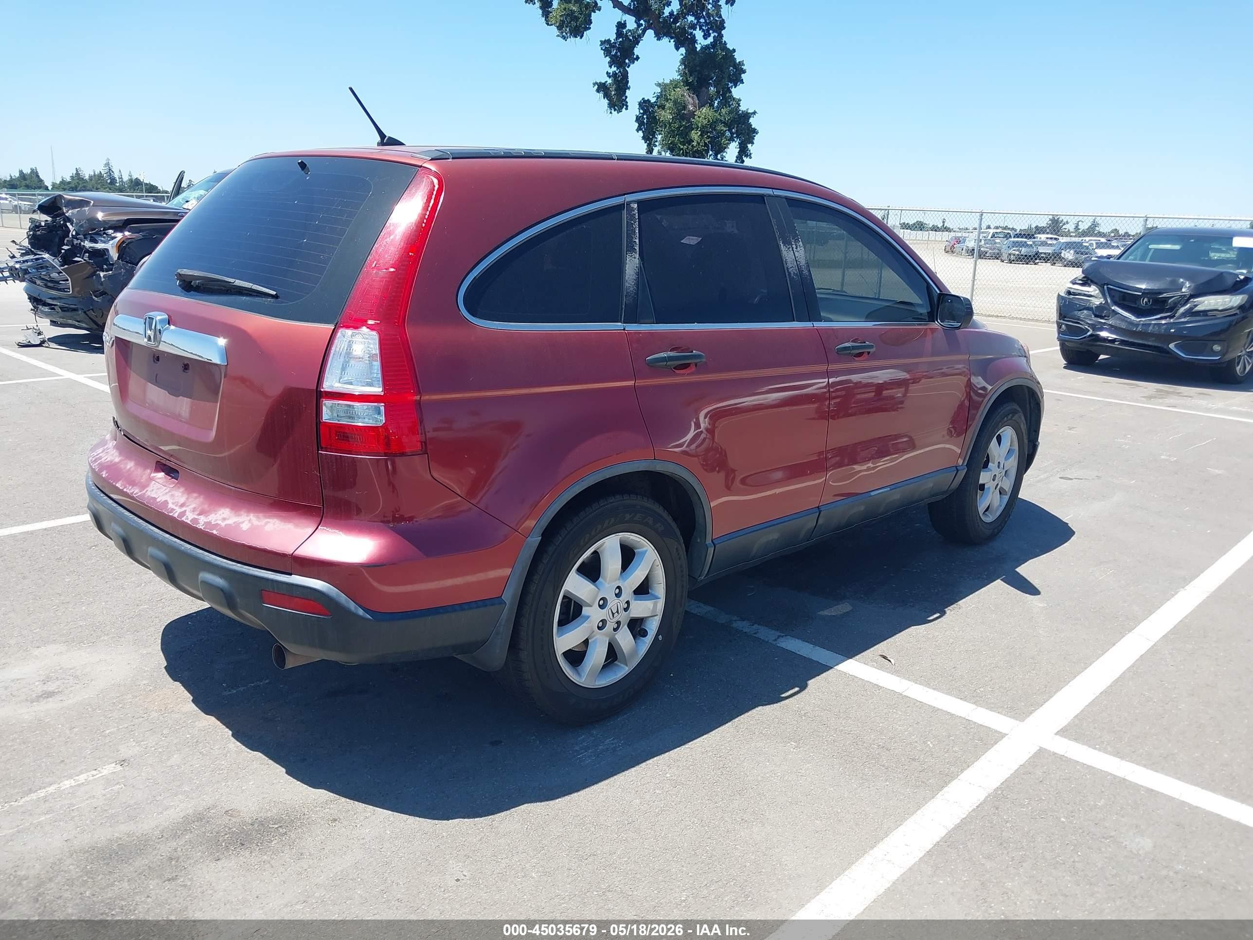 2007 Honda Cr-v Lx Burgundy vin: JHLRE38377C077260