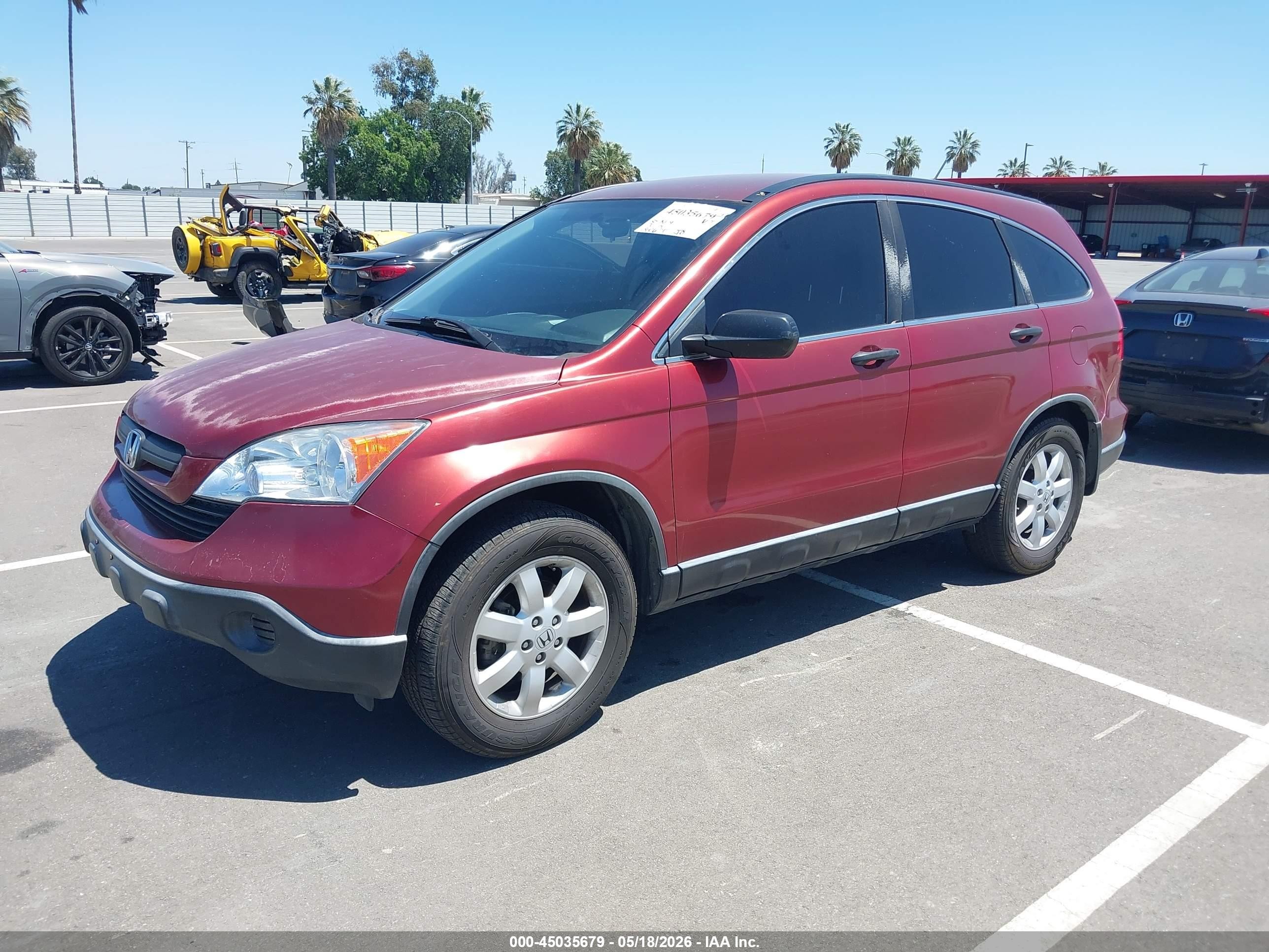 2007 Honda Cr-v Lx Burgundy vin: JHLRE38377C077260