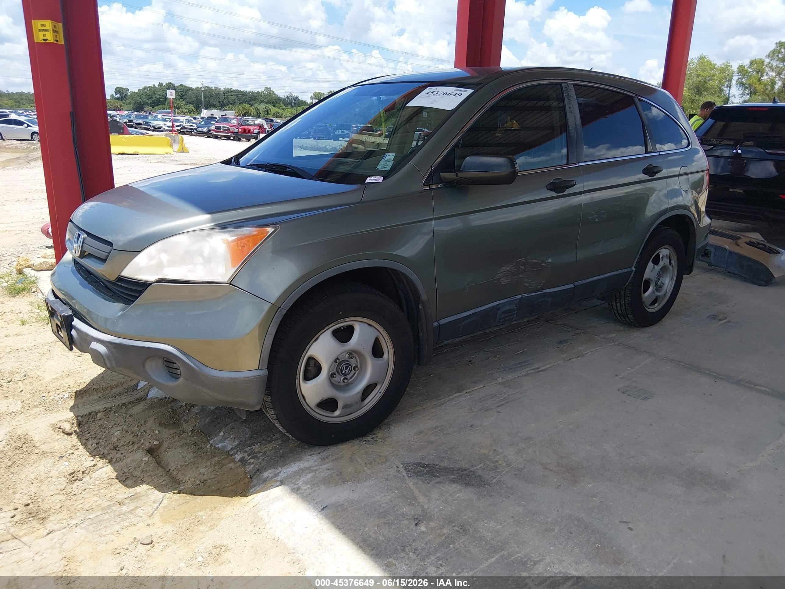 2007 Honda Cr-v Lx Green vin: JHLRE38377C080773