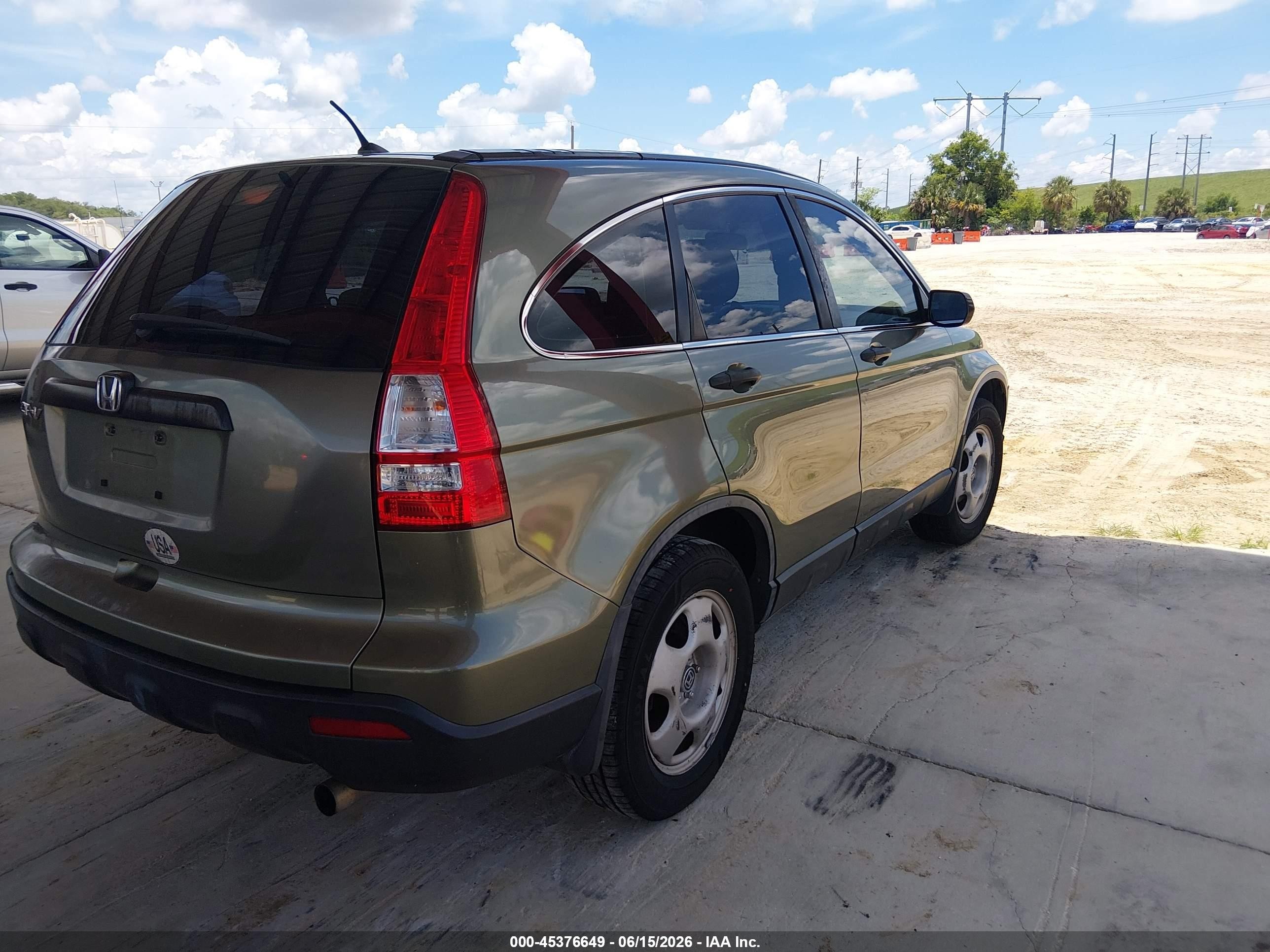 2007 Honda Cr-v Lx Green vin: JHLRE38377C080773