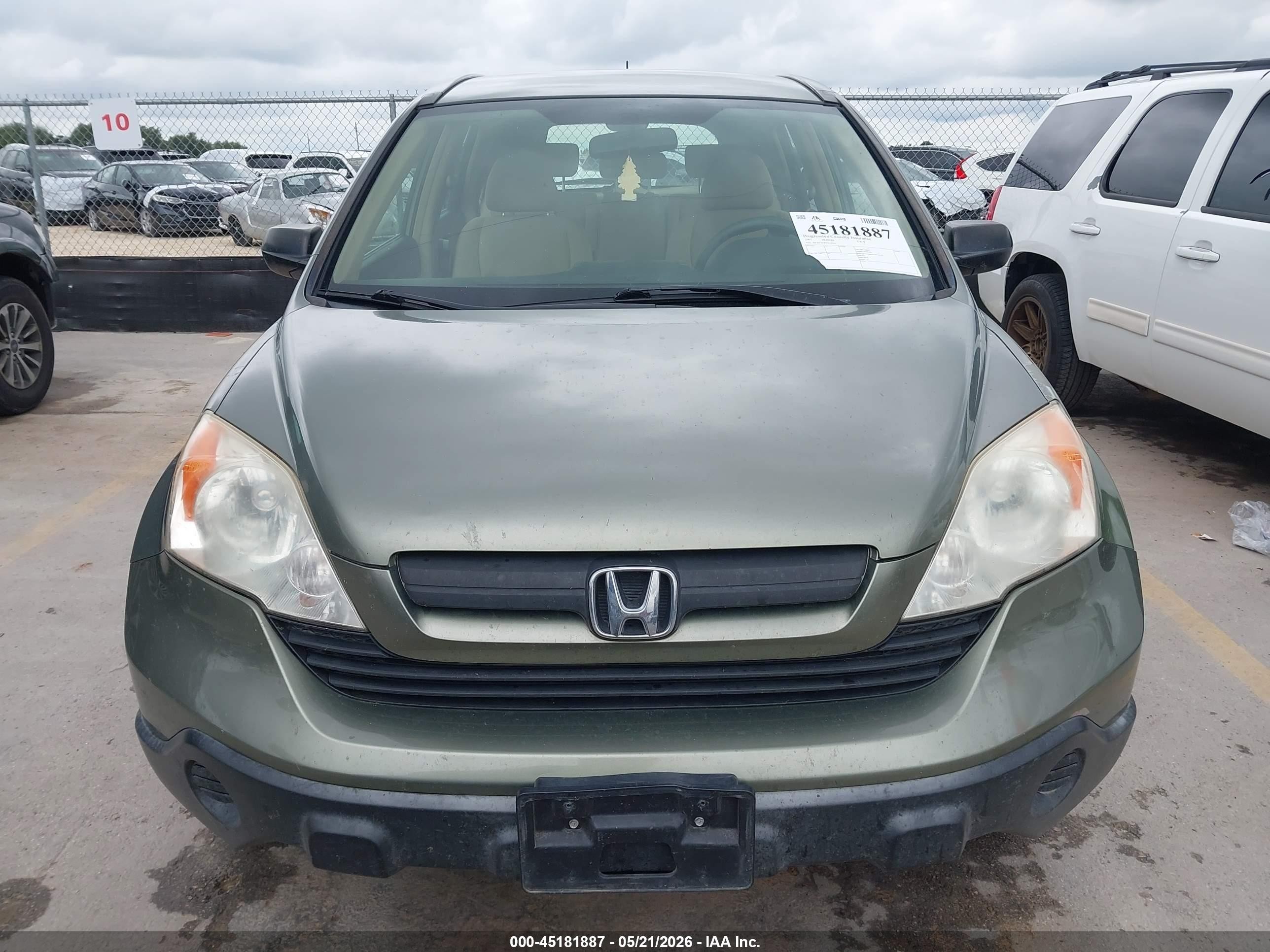 2007 Honda Cr-v Lx Green vin: JHLRE38387C055350