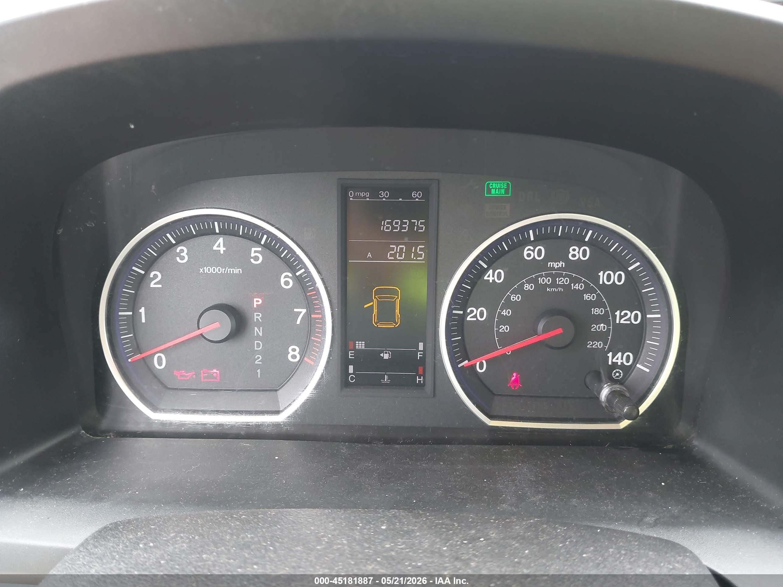 2007 Honda Cr-v Lx Green vin: JHLRE38387C055350
