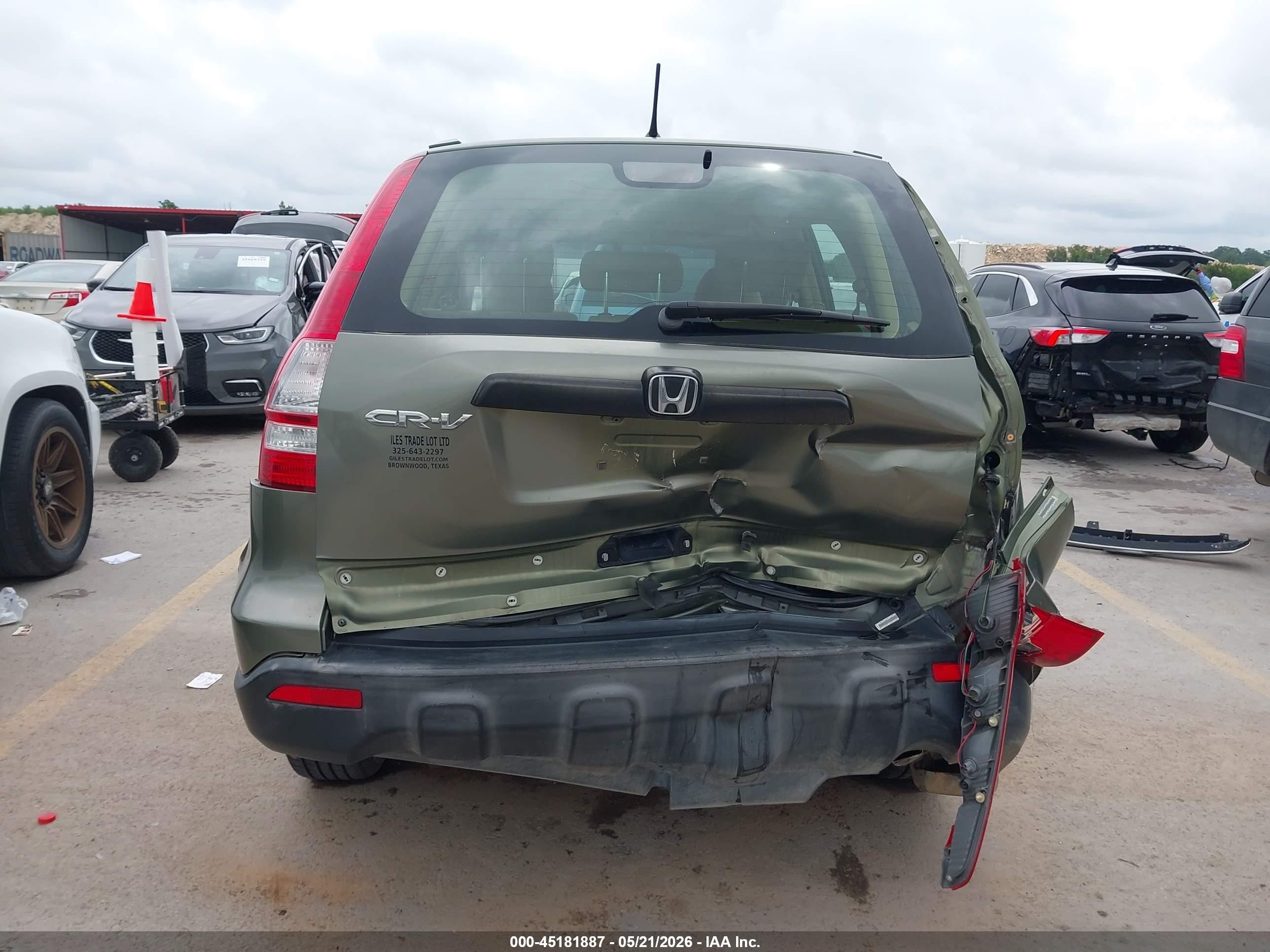 2007 Honda Cr-v Lx Green vin: JHLRE38387C055350