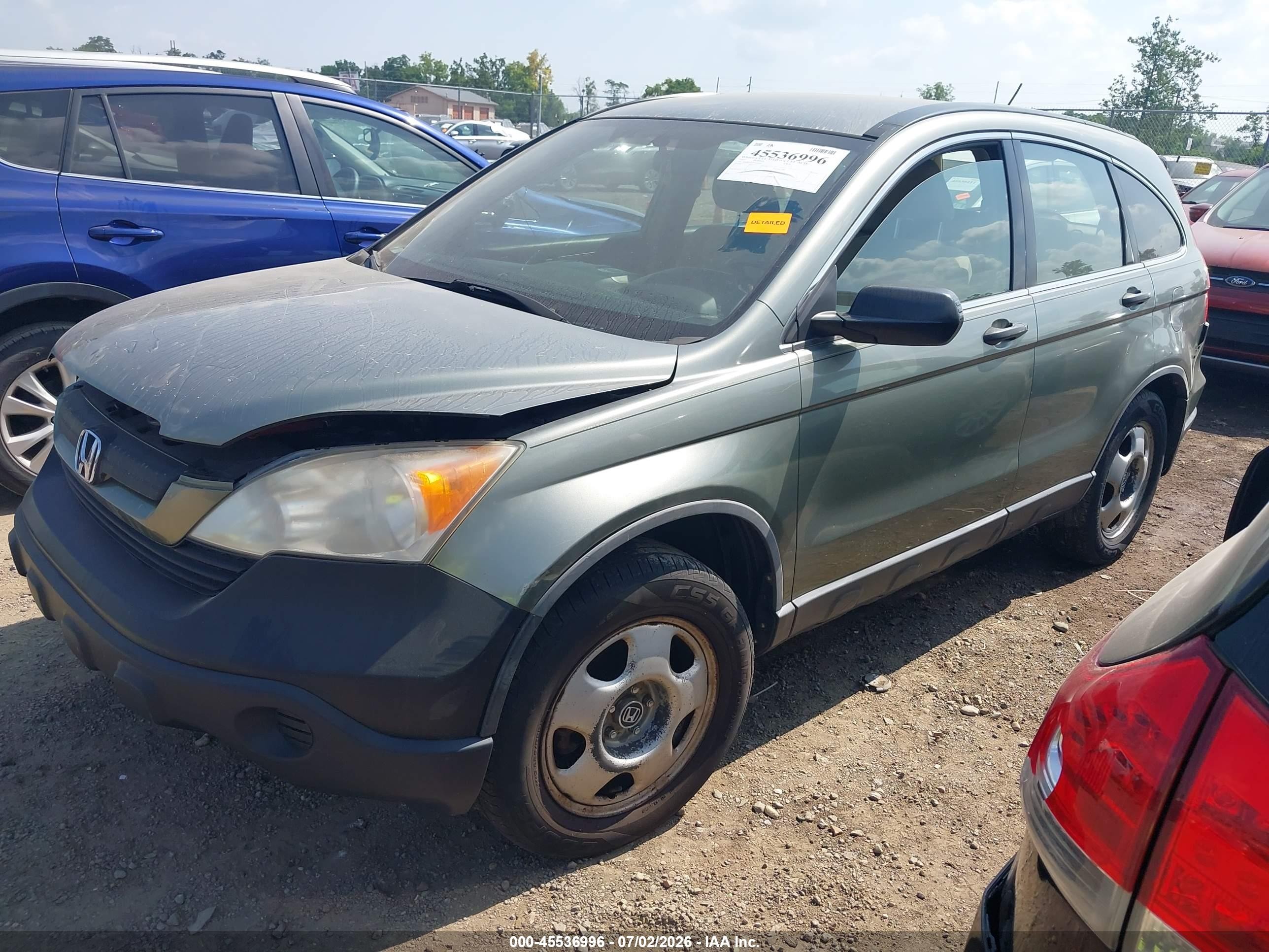 2007 Honda Cr-v Lx Green vin: JHLRE38397C004505