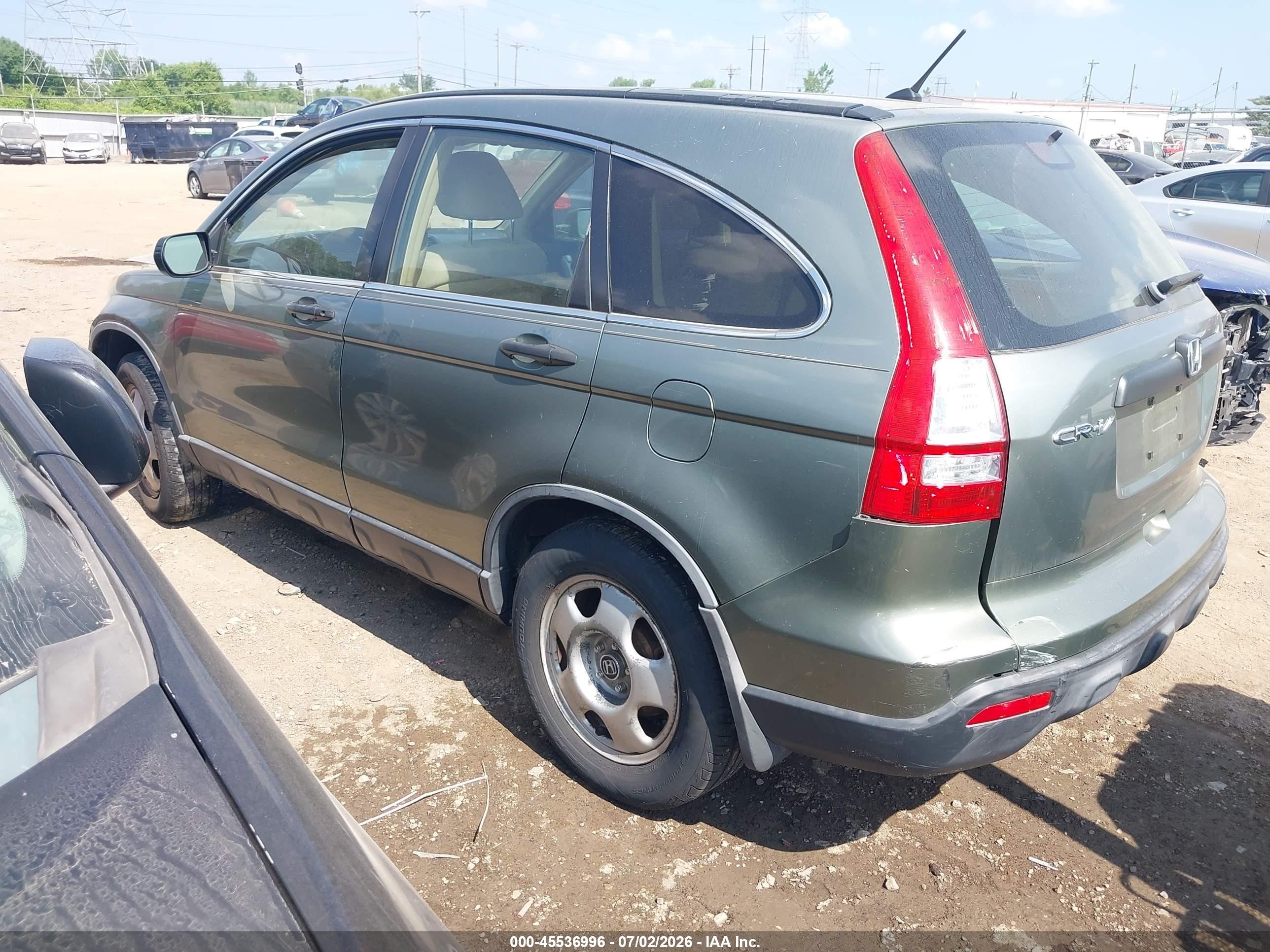 2007 Honda Cr-v Lx Green vin: JHLRE38397C004505