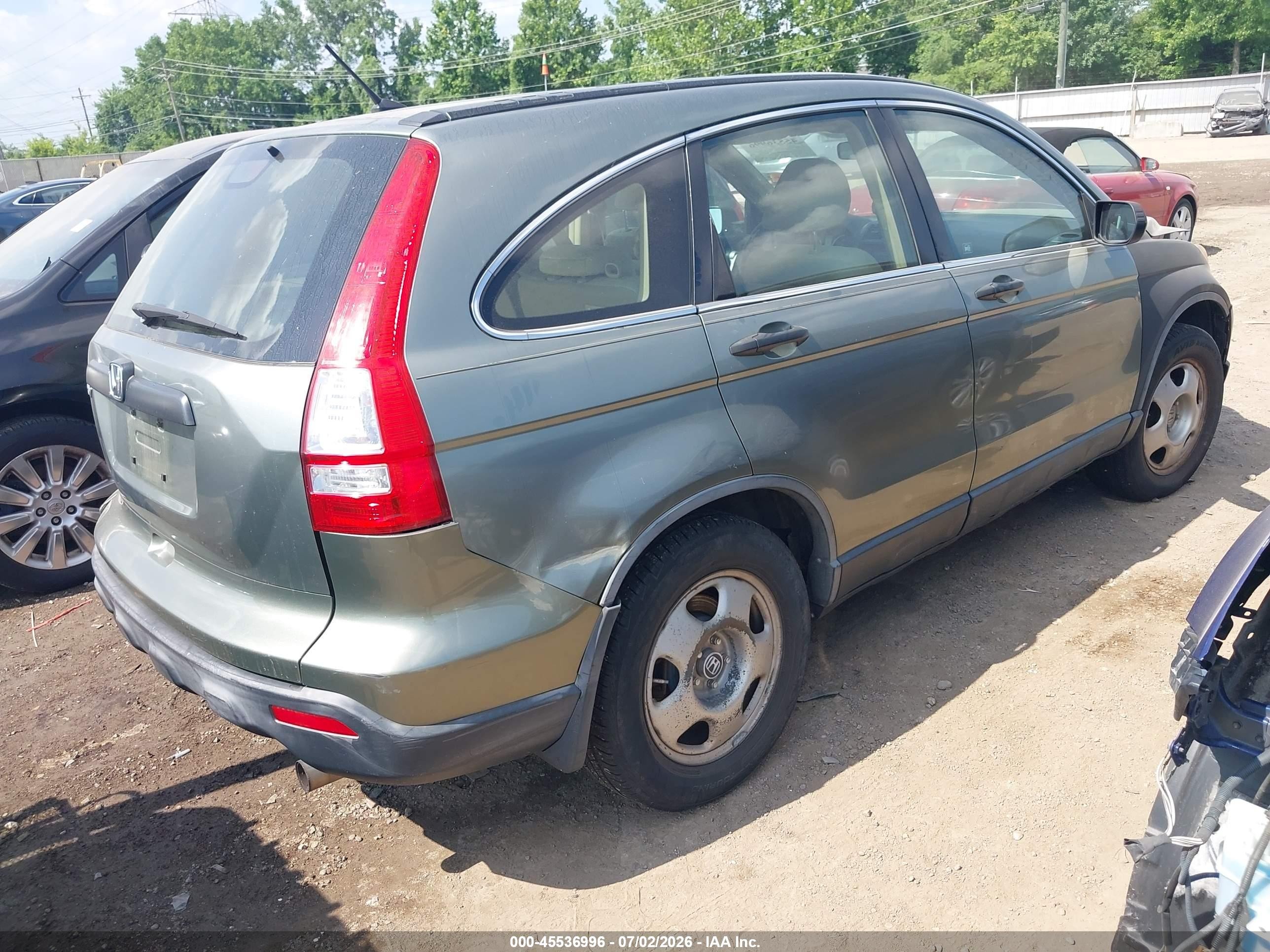 2007 Honda Cr-v Lx Green vin: JHLRE38397C004505