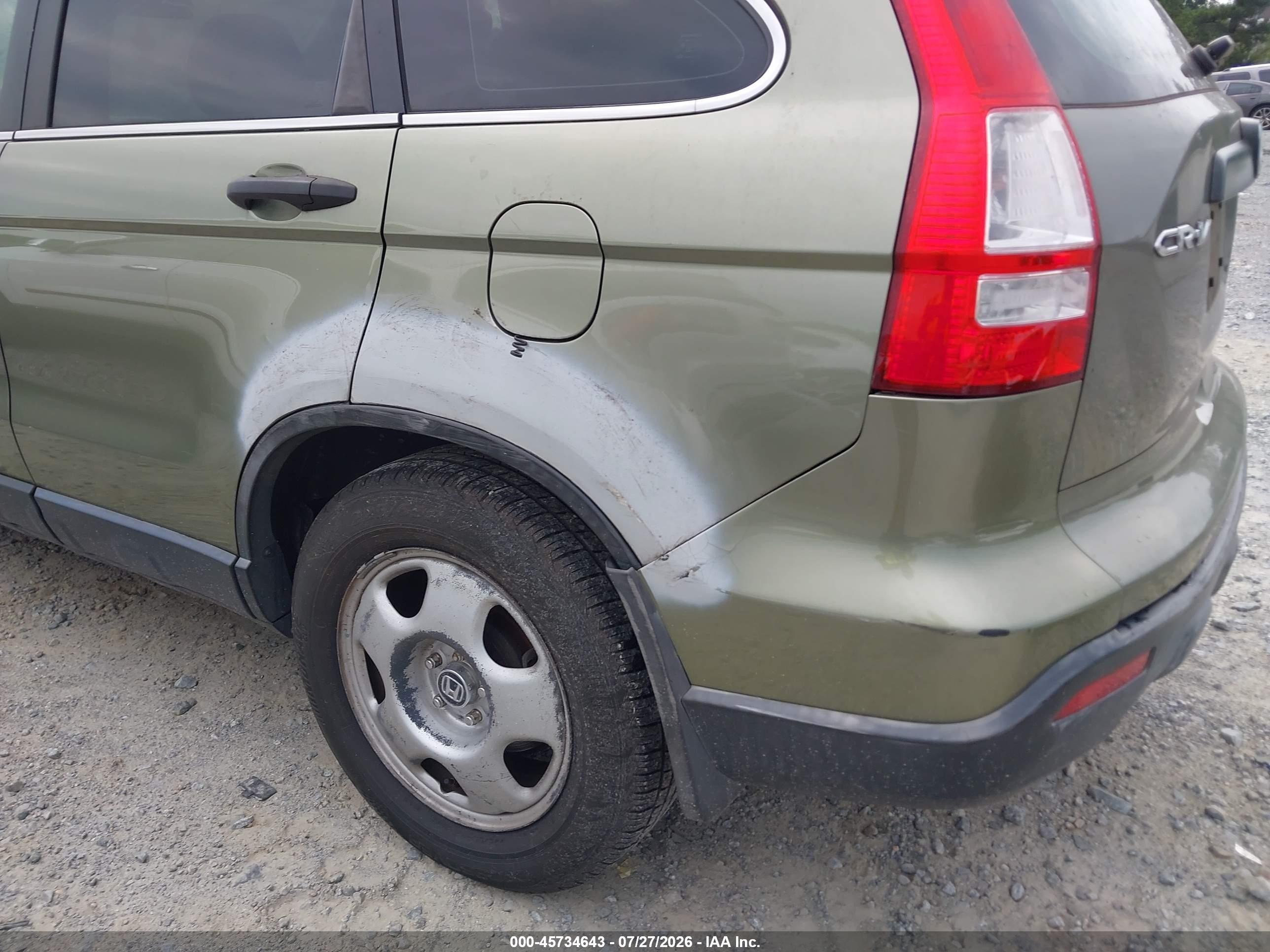 2007 Honda Cr-v Lx Green vin: JHLRE383X7C021250