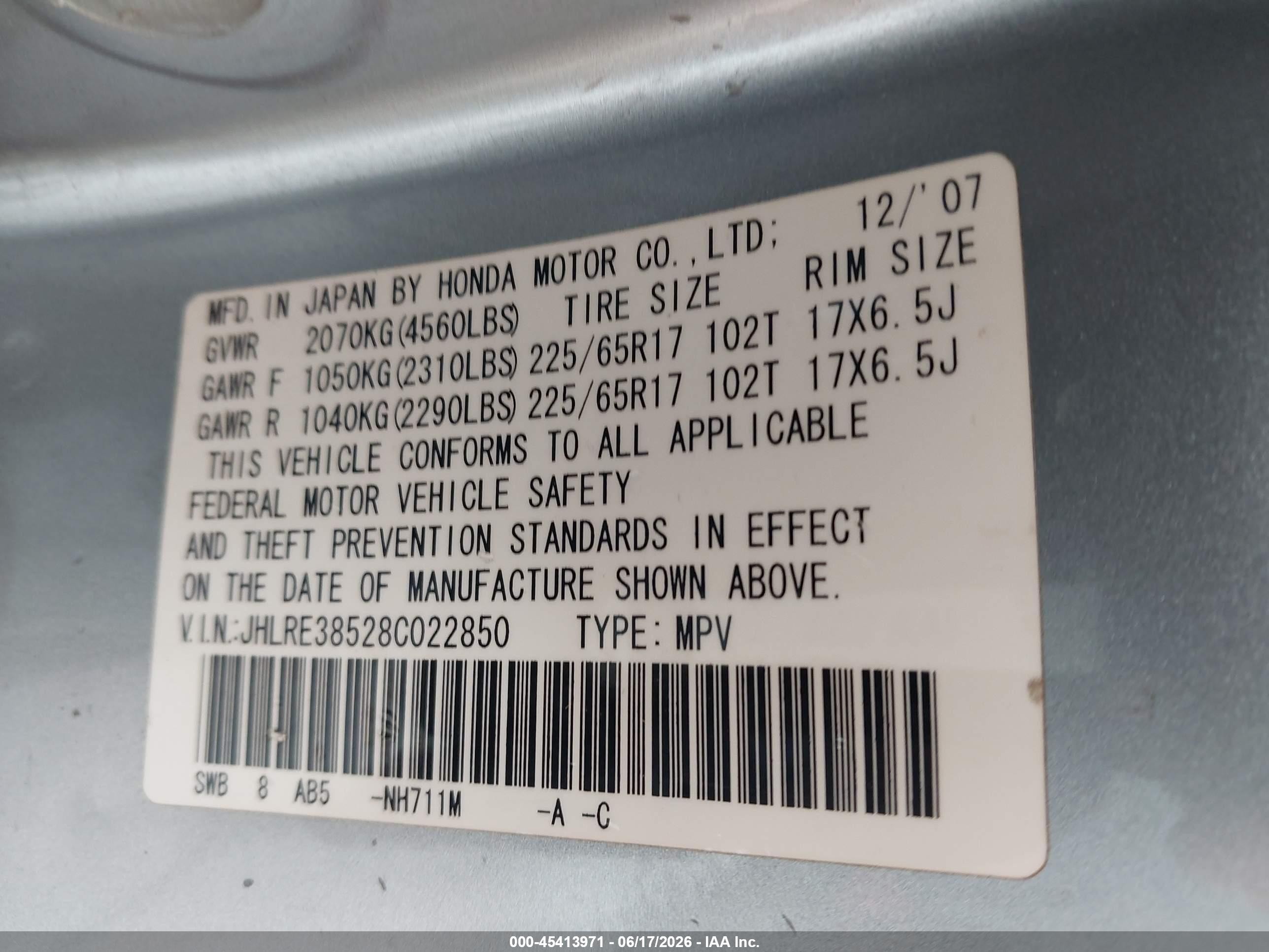 2008 Honda Cr-v Ex Silver vin: JHLRE38528C022850