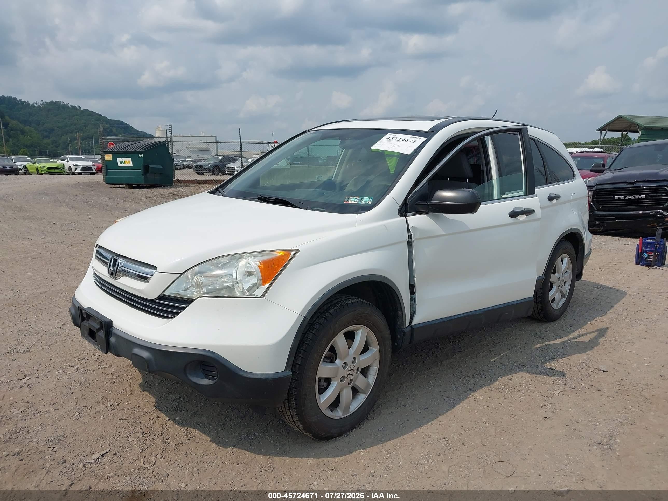 2009 Honda Cr-v Ex White vin: JHLRE38599C004136