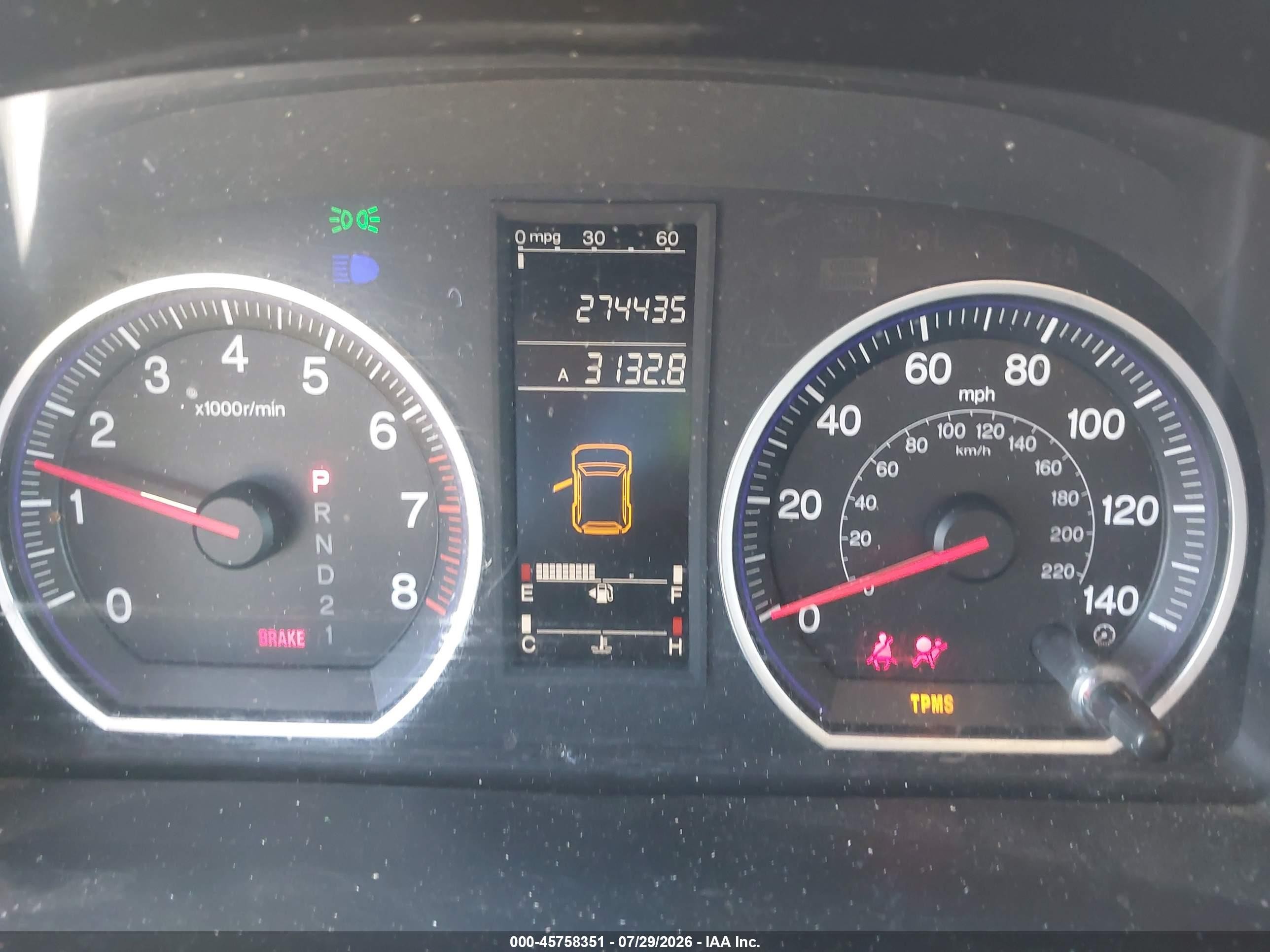 2007 Honda Cr-v Ex-l Burgundy vin: JHLRE38707C005190