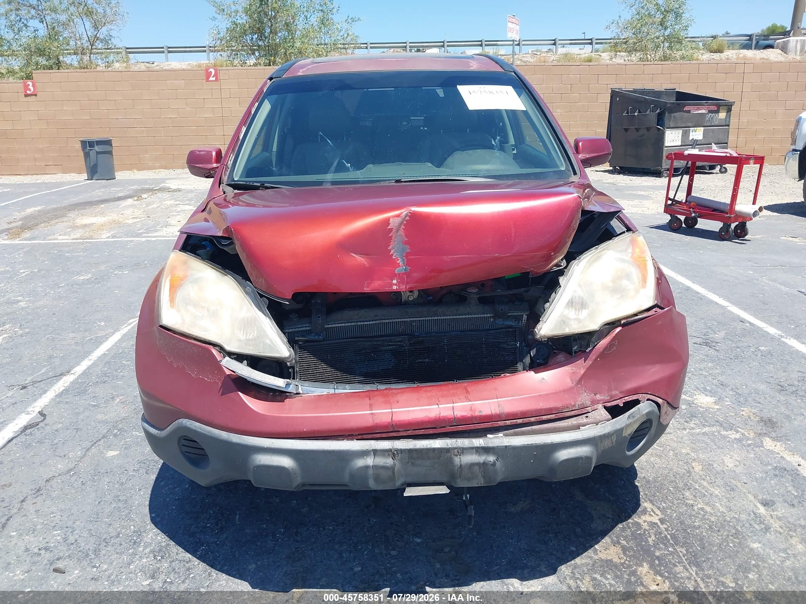 2007 Honda Cr-v Ex-l Burgundy vin: JHLRE38707C005190