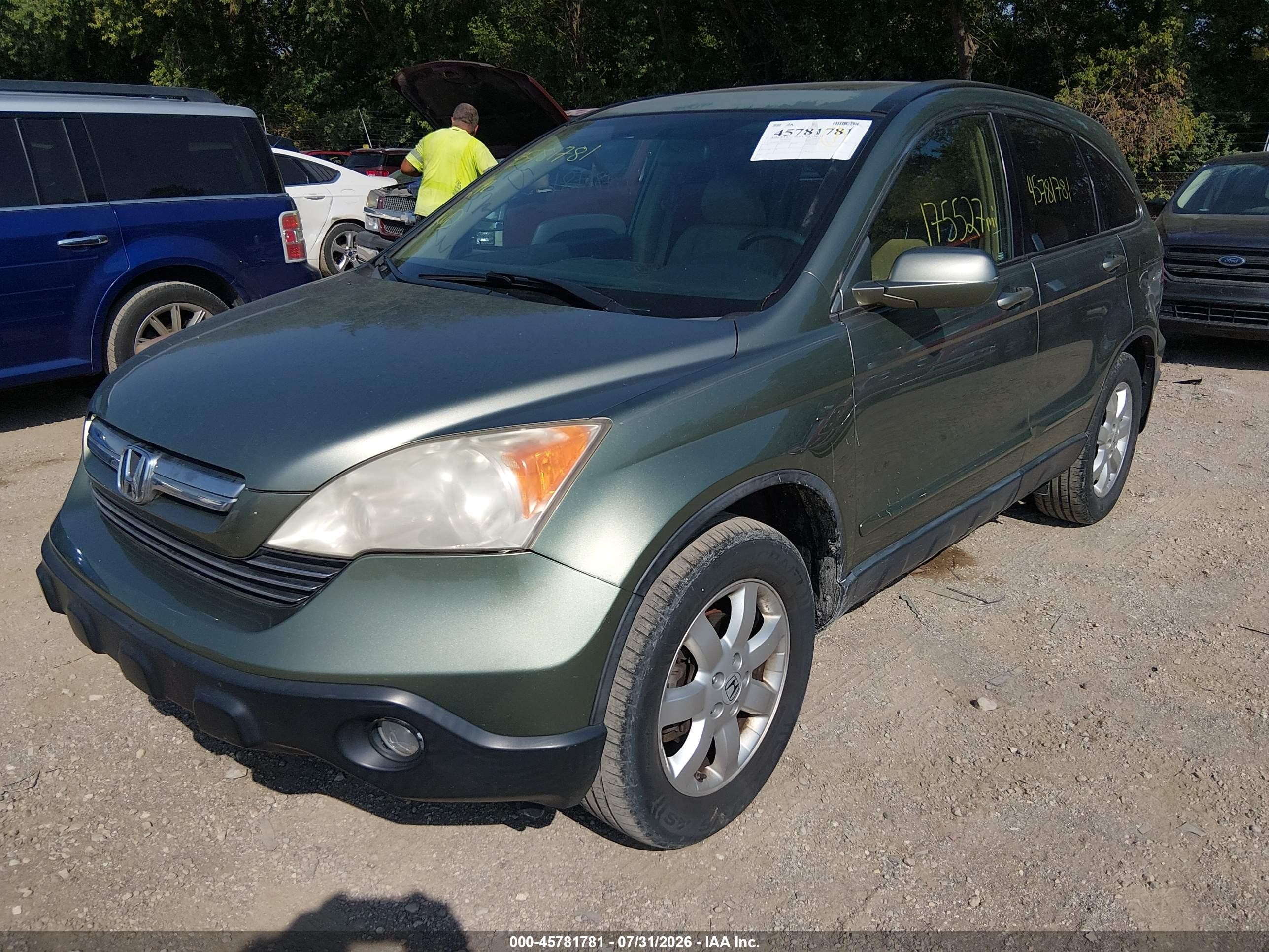 2007 Honda Cr-v Ex-l Зеленый vin: JHLRE38777C015229
