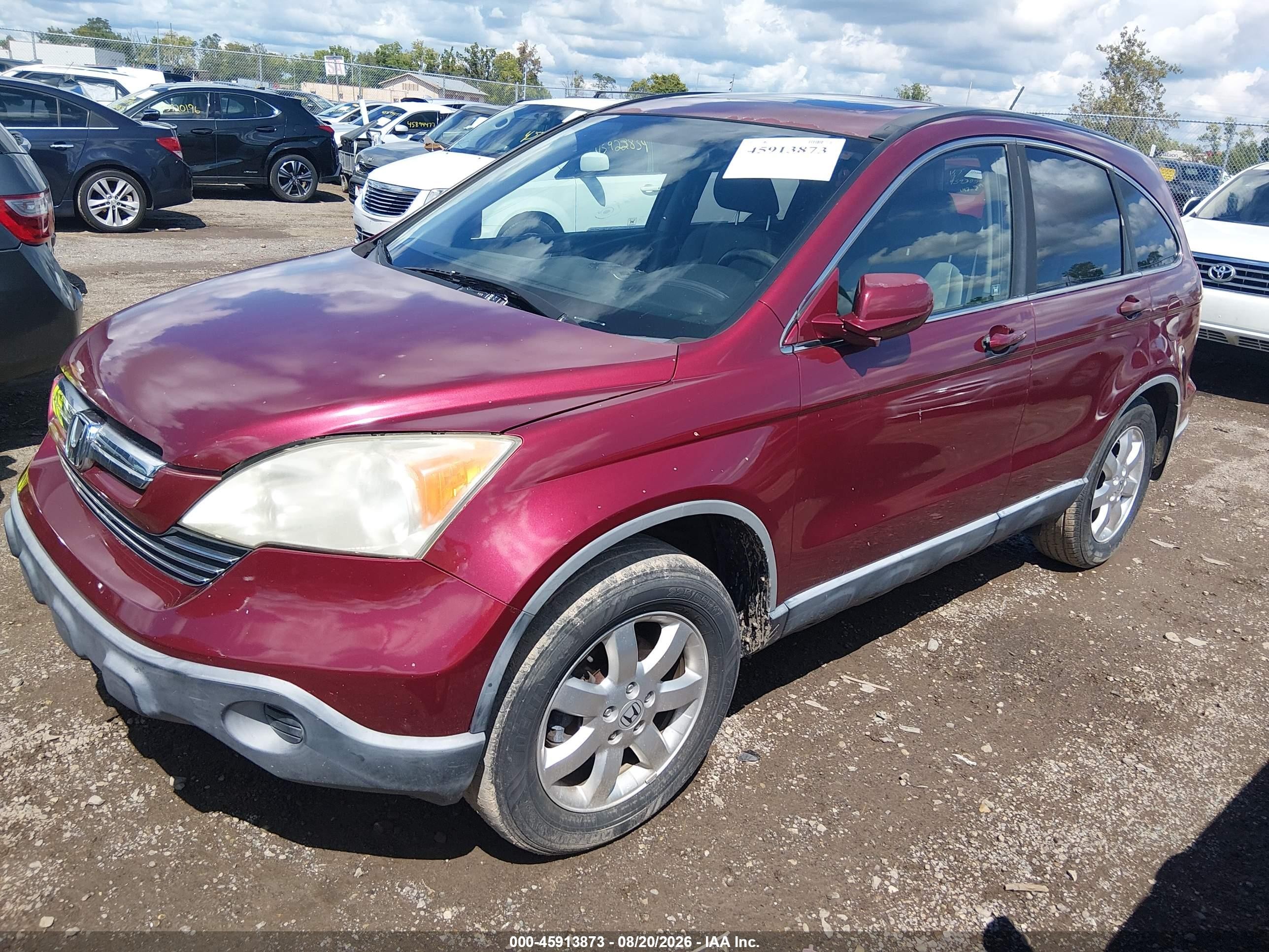 2007 Honda Cr-v Ex-l Burgundy vin: JHLRE387X7C019002