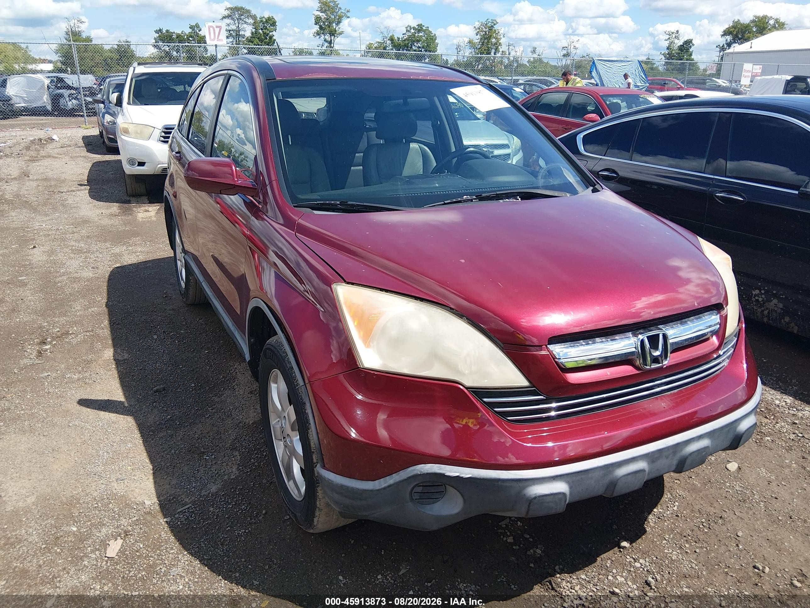 2007 Honda Cr-v Ex-l Burgundy vin: JHLRE387X7C019002
