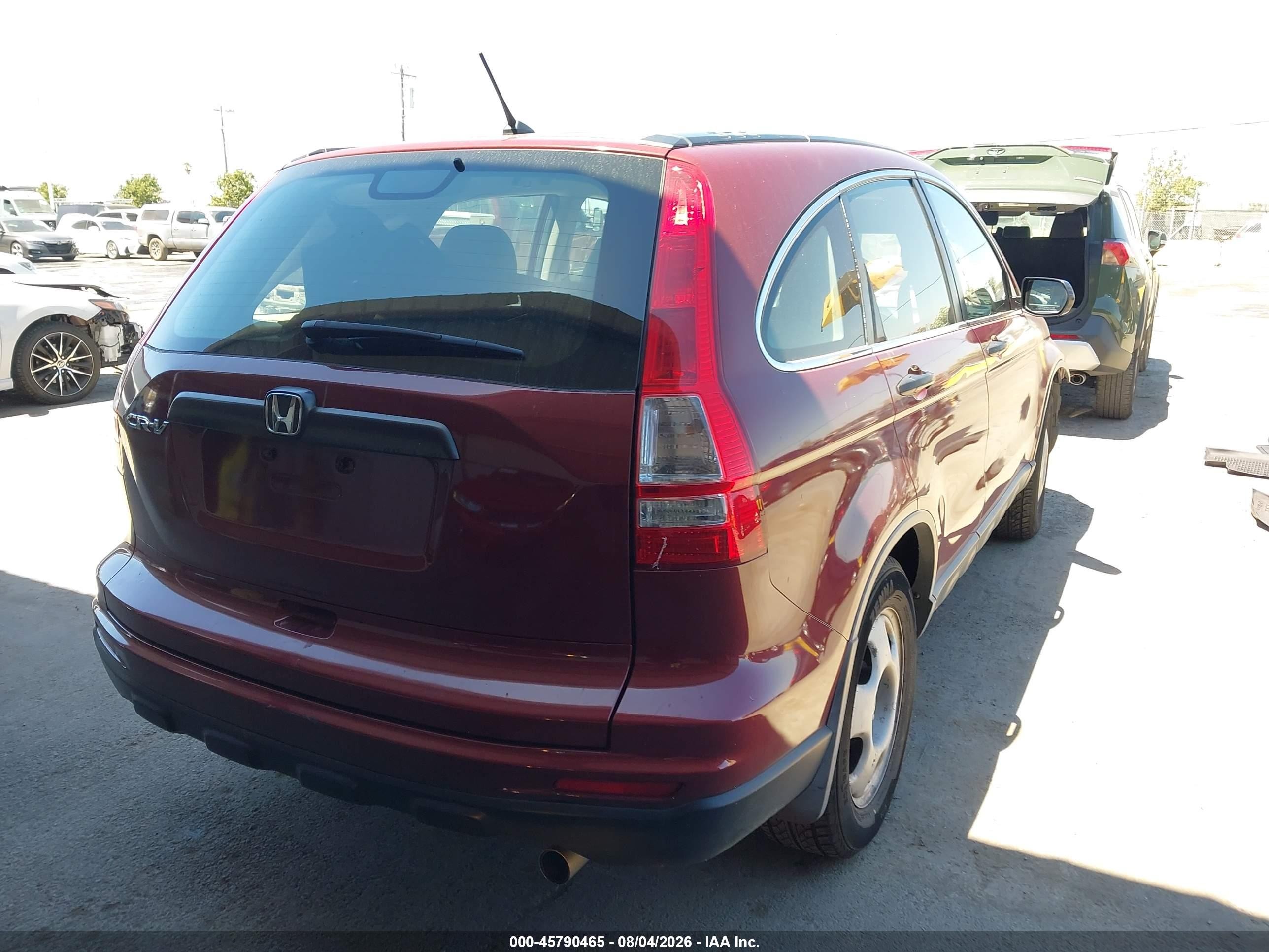 2010 Honda Cr-v Lx Burgundy vin: JHLRE3H31AC012038