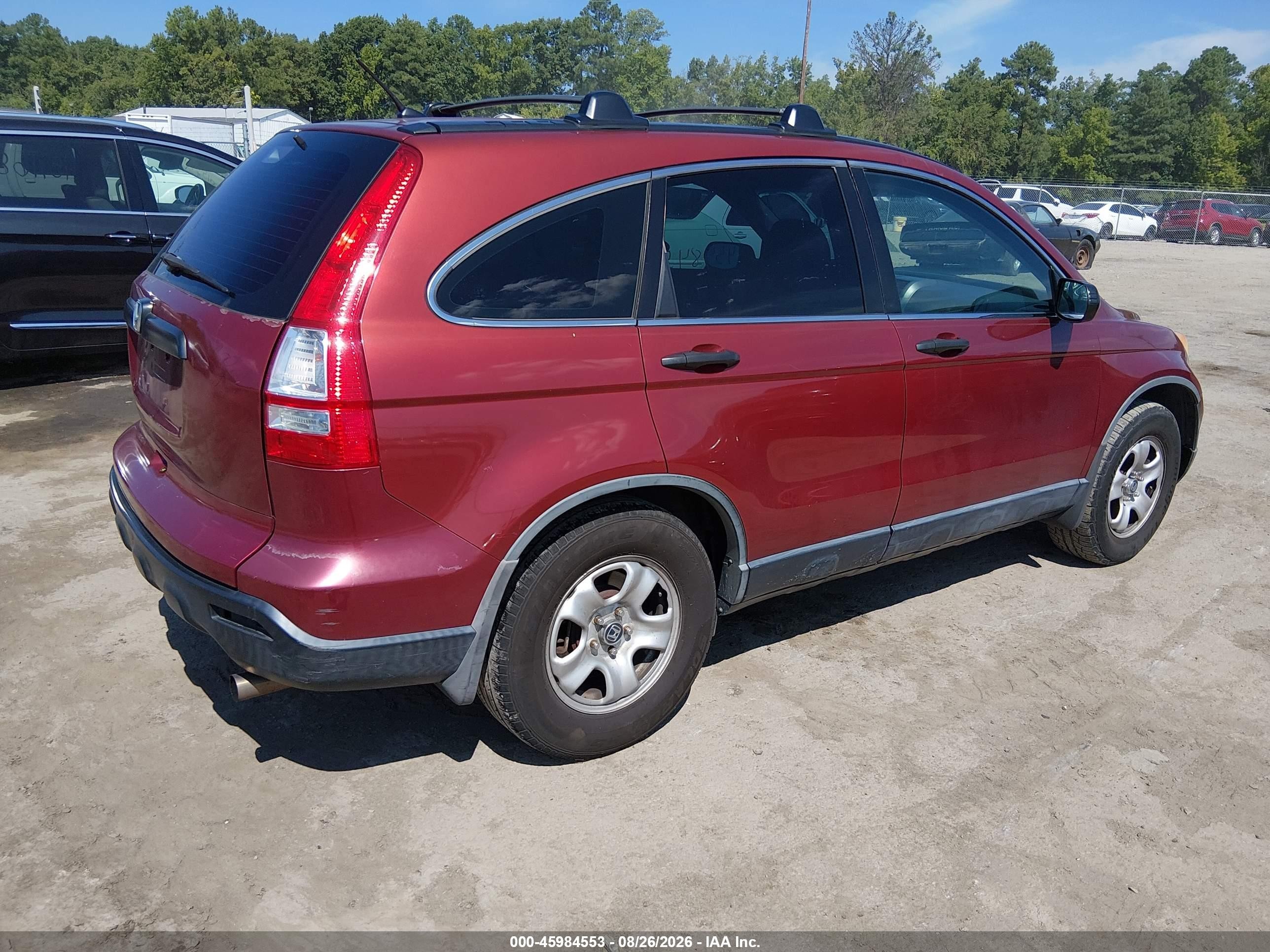 2007 Honda Cr-v Lx Burgundy vin: JHLRE48307C006911