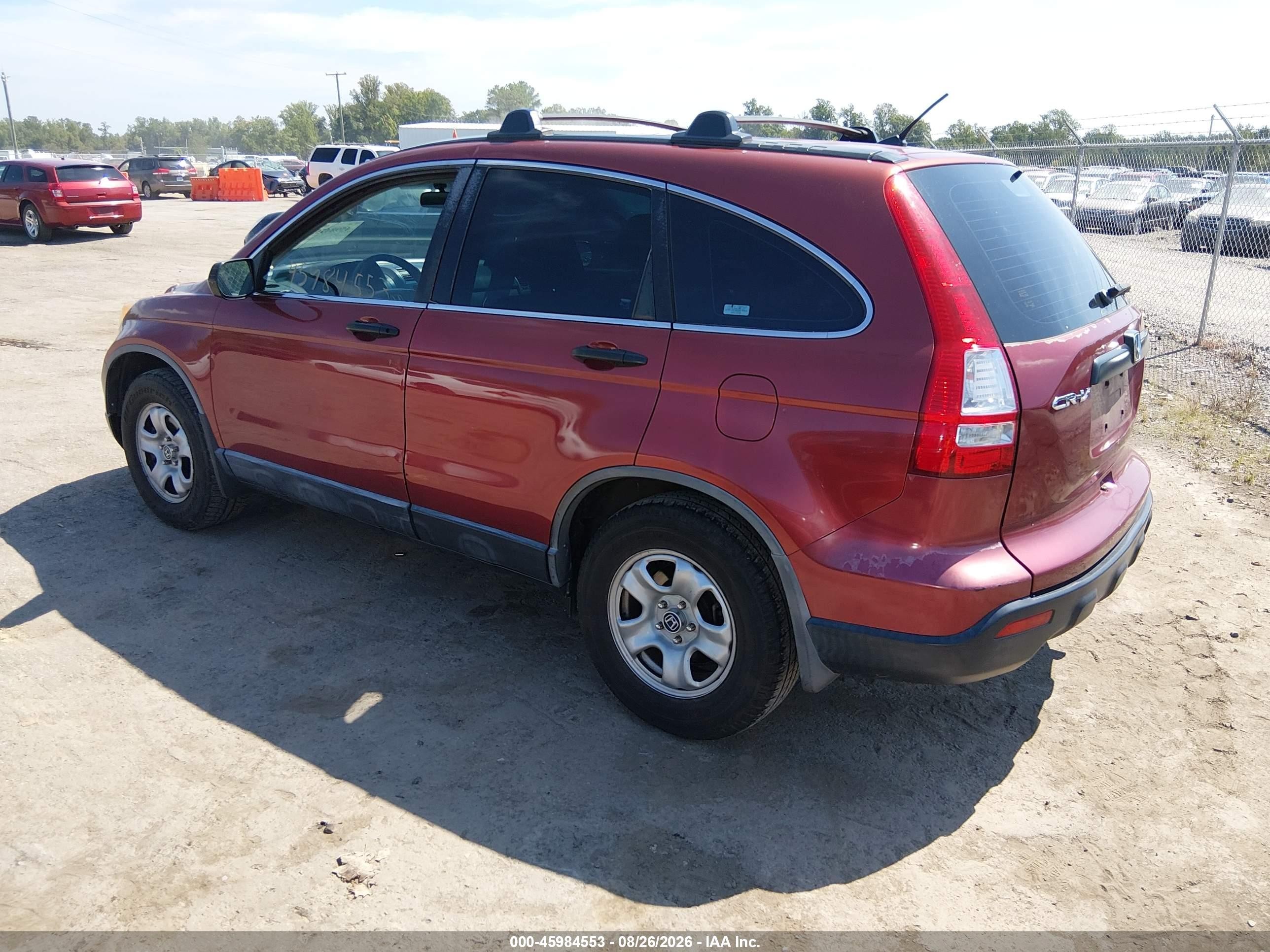 2007 Honda Cr-v Lx Burgundy vin: JHLRE48307C006911