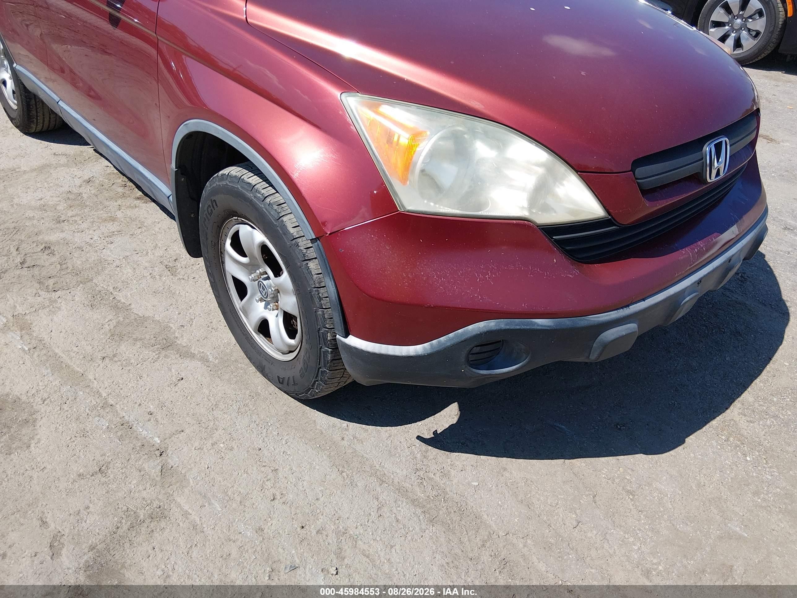 2007 Honda Cr-v Lx Burgundy vin: JHLRE48307C006911