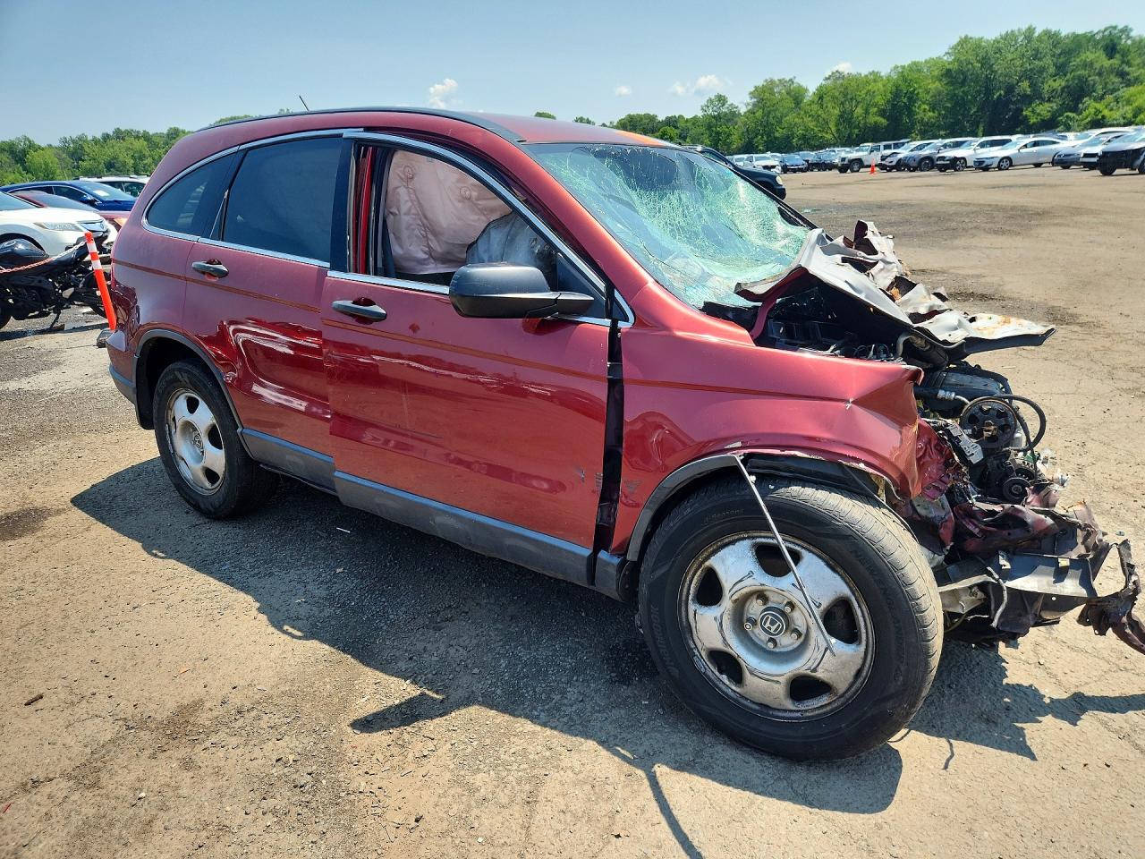 2007 Honda Cr-v Lx Burgundy vin: JHLRE48337C025808