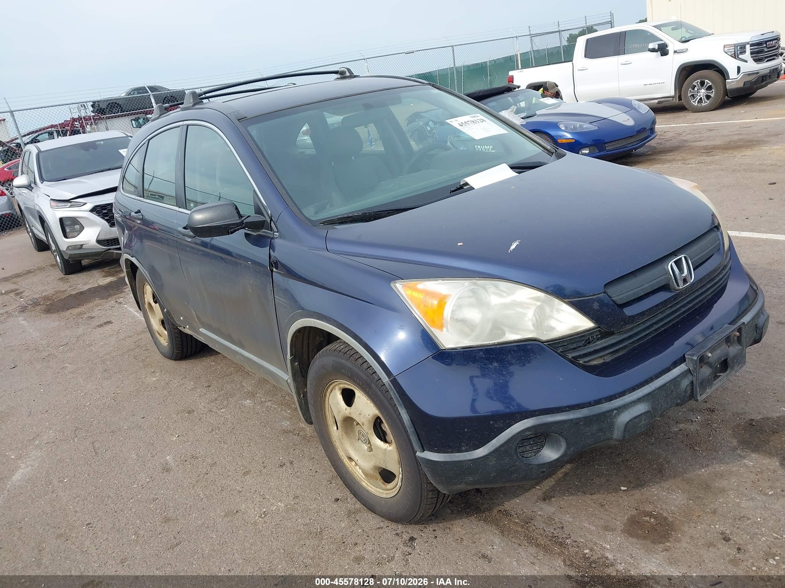 2008 Honda Cr-v Lx Blue vin: JHLRE48348C012969