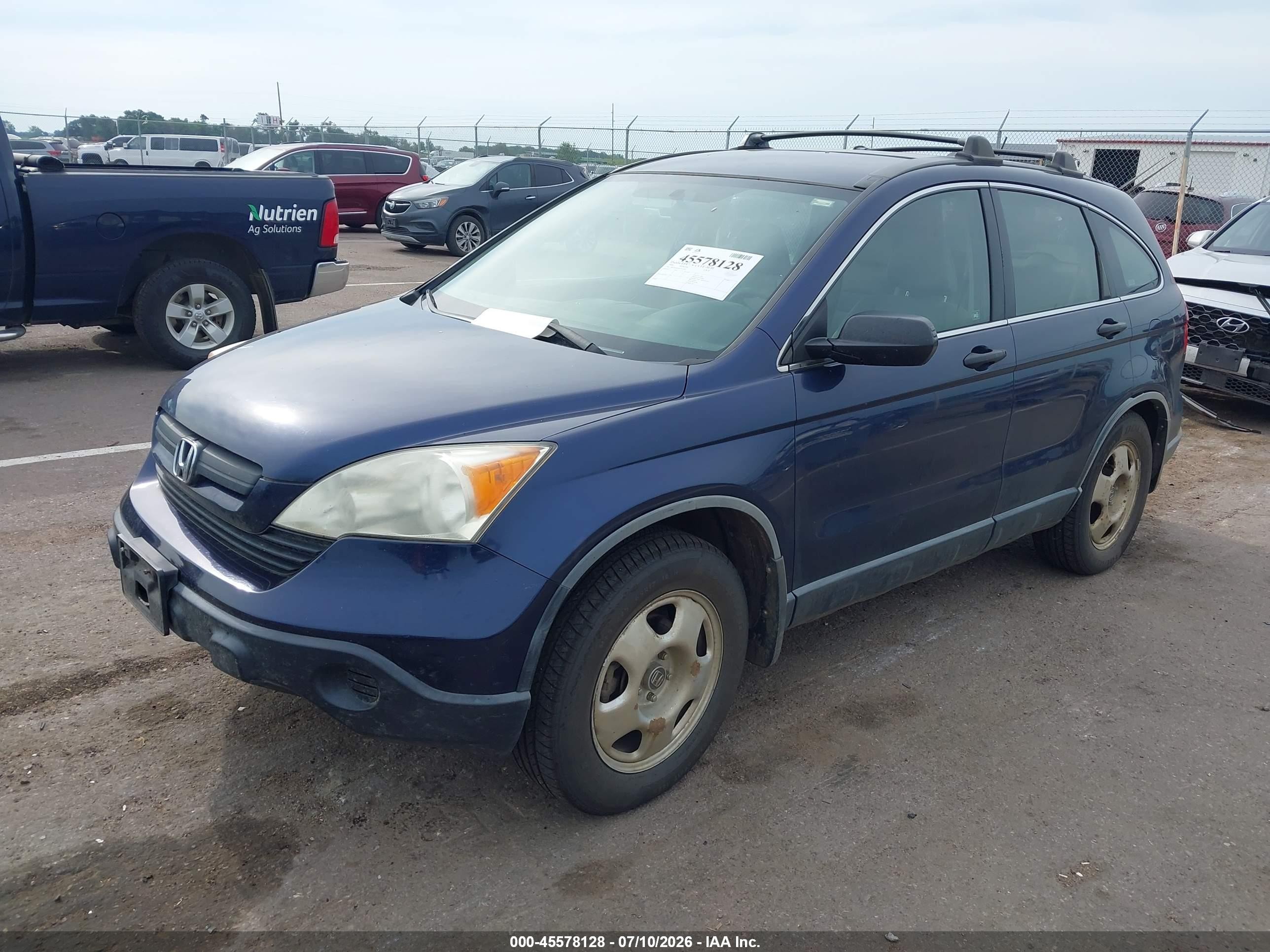 2008 Honda Cr-v Lx Blue vin: JHLRE48348C012969